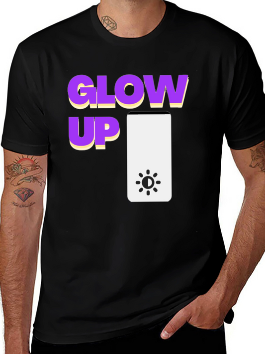 Glow Up Graphic Tee - Black Cotton T-Shirt