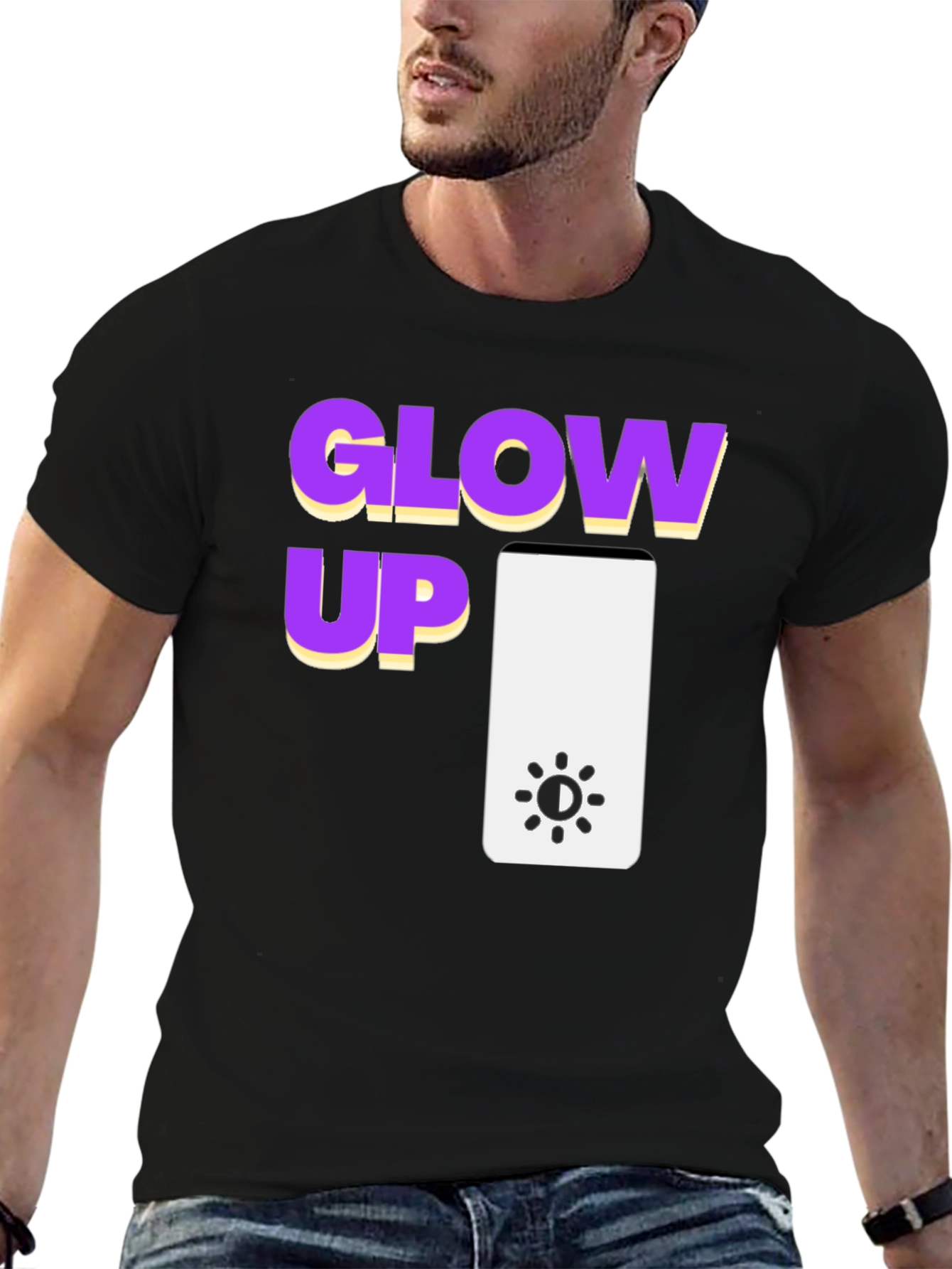 Glow Up Graphic Tee - Black Cotton T-Shirt