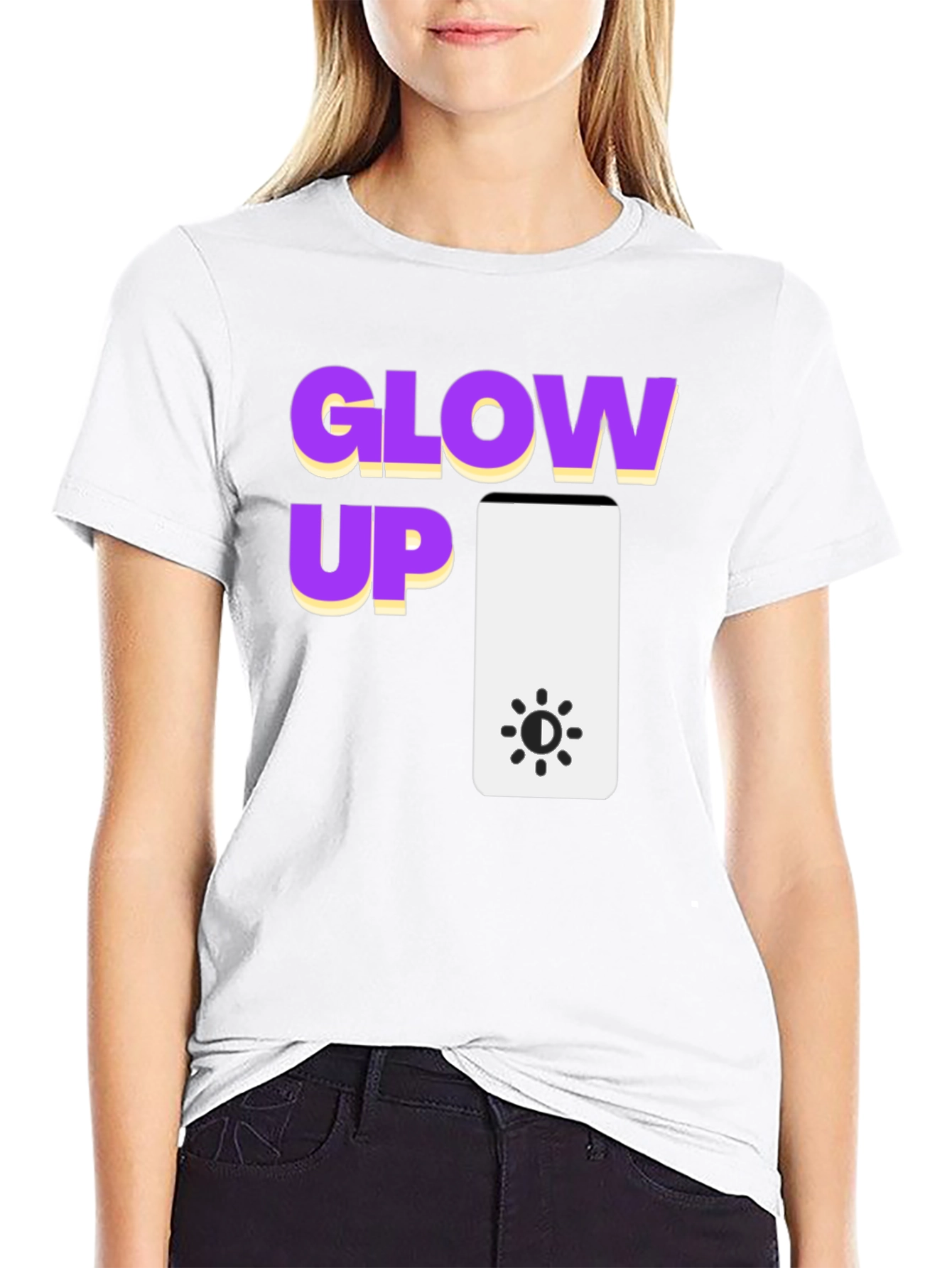 Glow Up Graphic Tee - Black Cotton T-Shirt