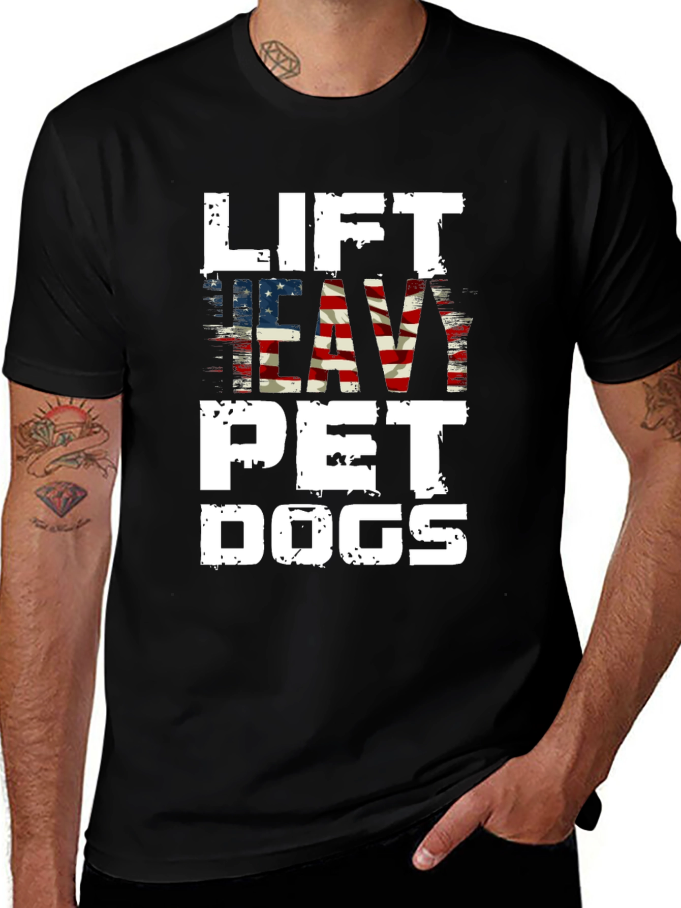 Lift Heavy Pet Dogs Patriotic Graphic Tee