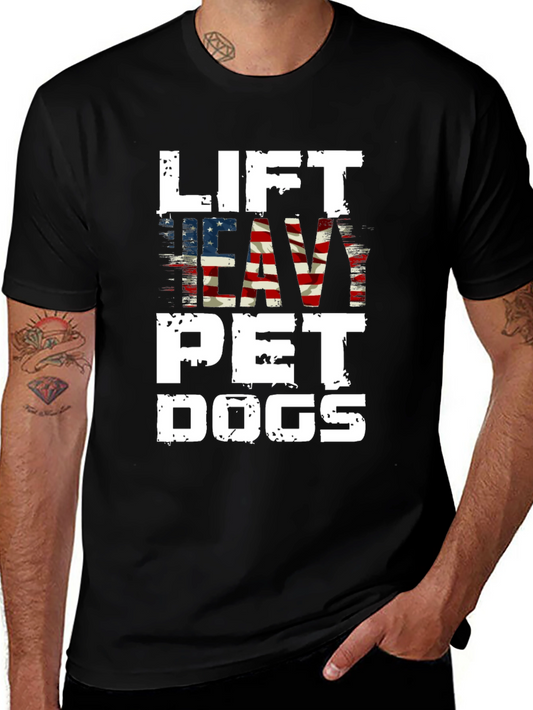 Lift Heavy Pet Dogs Patriotic Graphic Tee