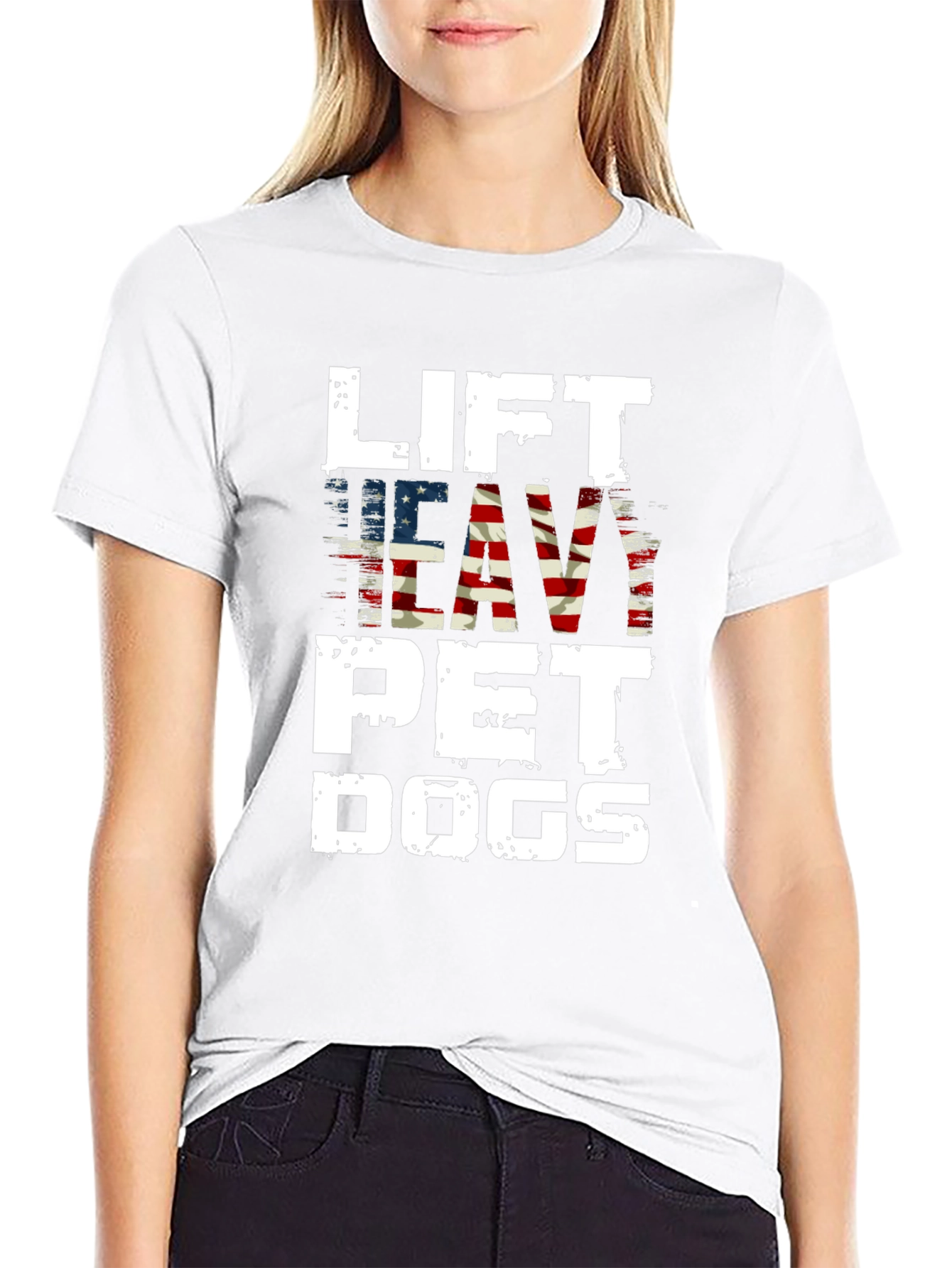 Lift Heavy Pet Dogs Patriotic Graphic Tee
