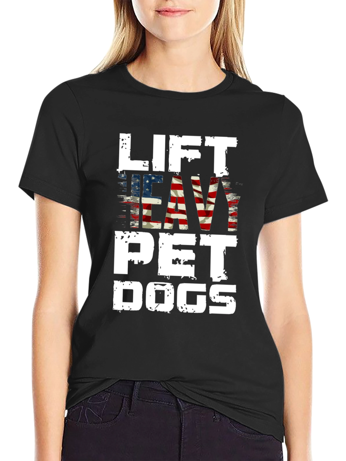 Lift Heavy Pet Dogs Patriotic Graphic Tee