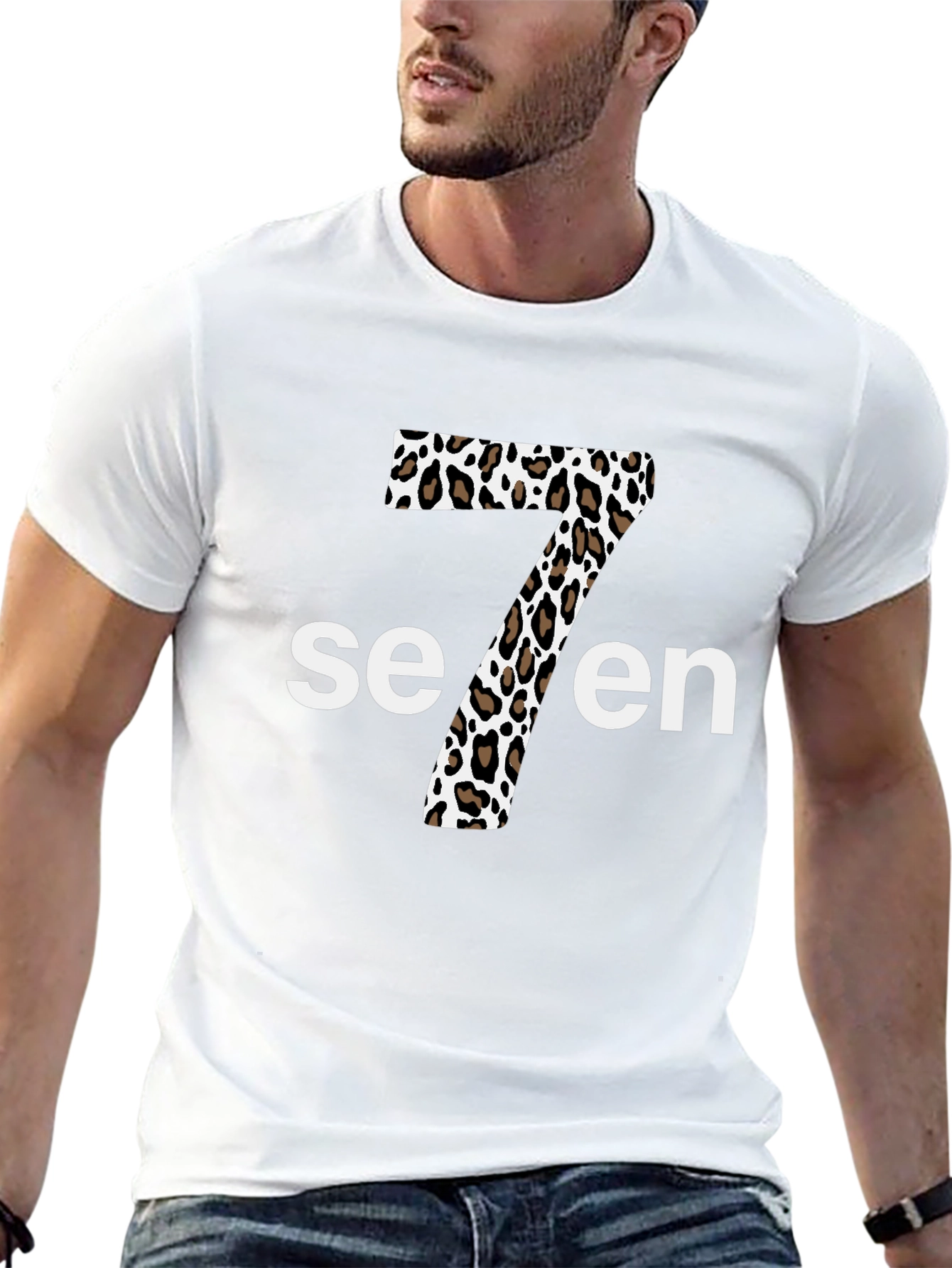 Leopard Print Seven T-Shirt - Stylish Graphic Tee