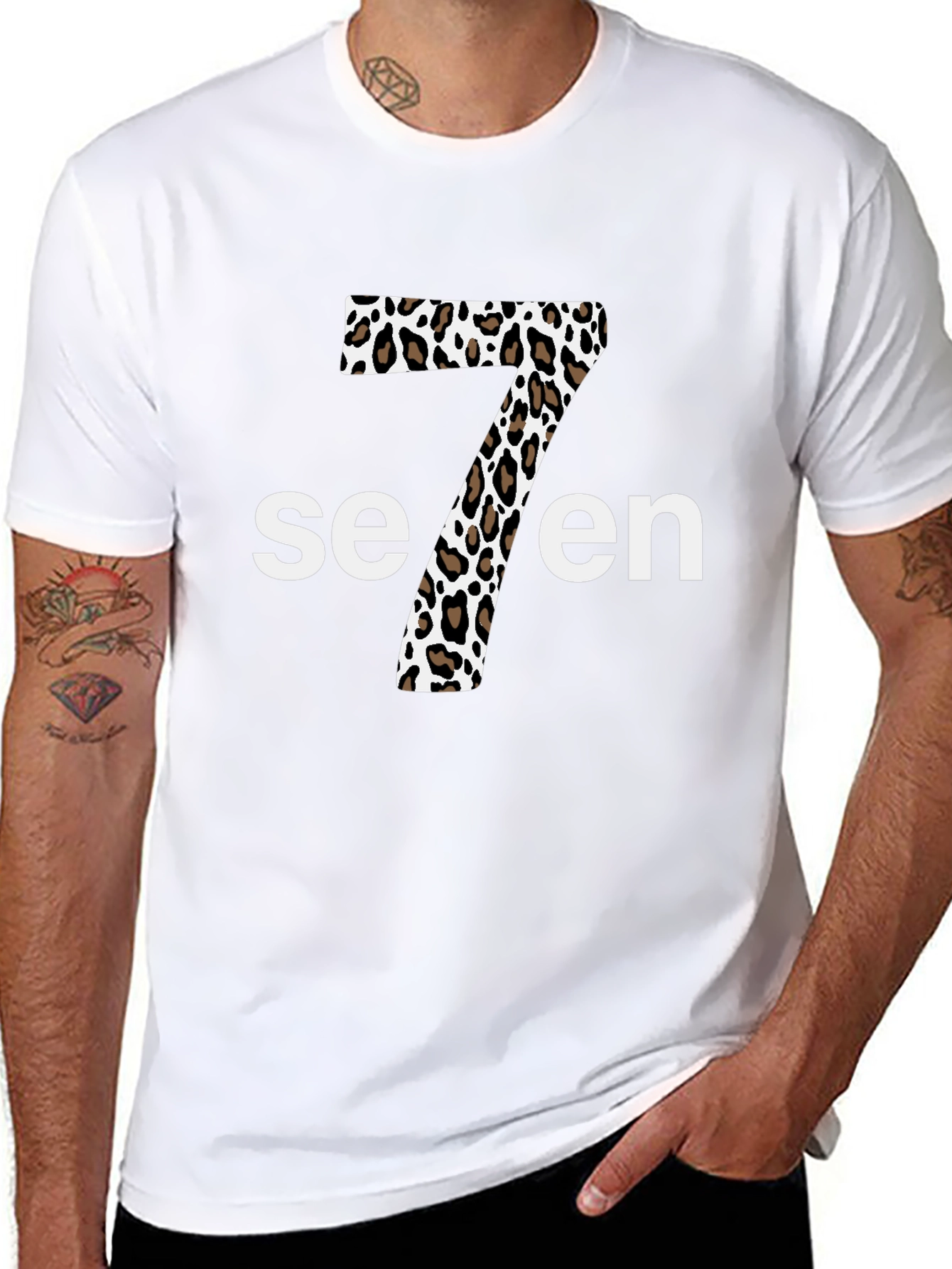 Leopard Print Seven T-Shirt - Stylish Graphic Tee