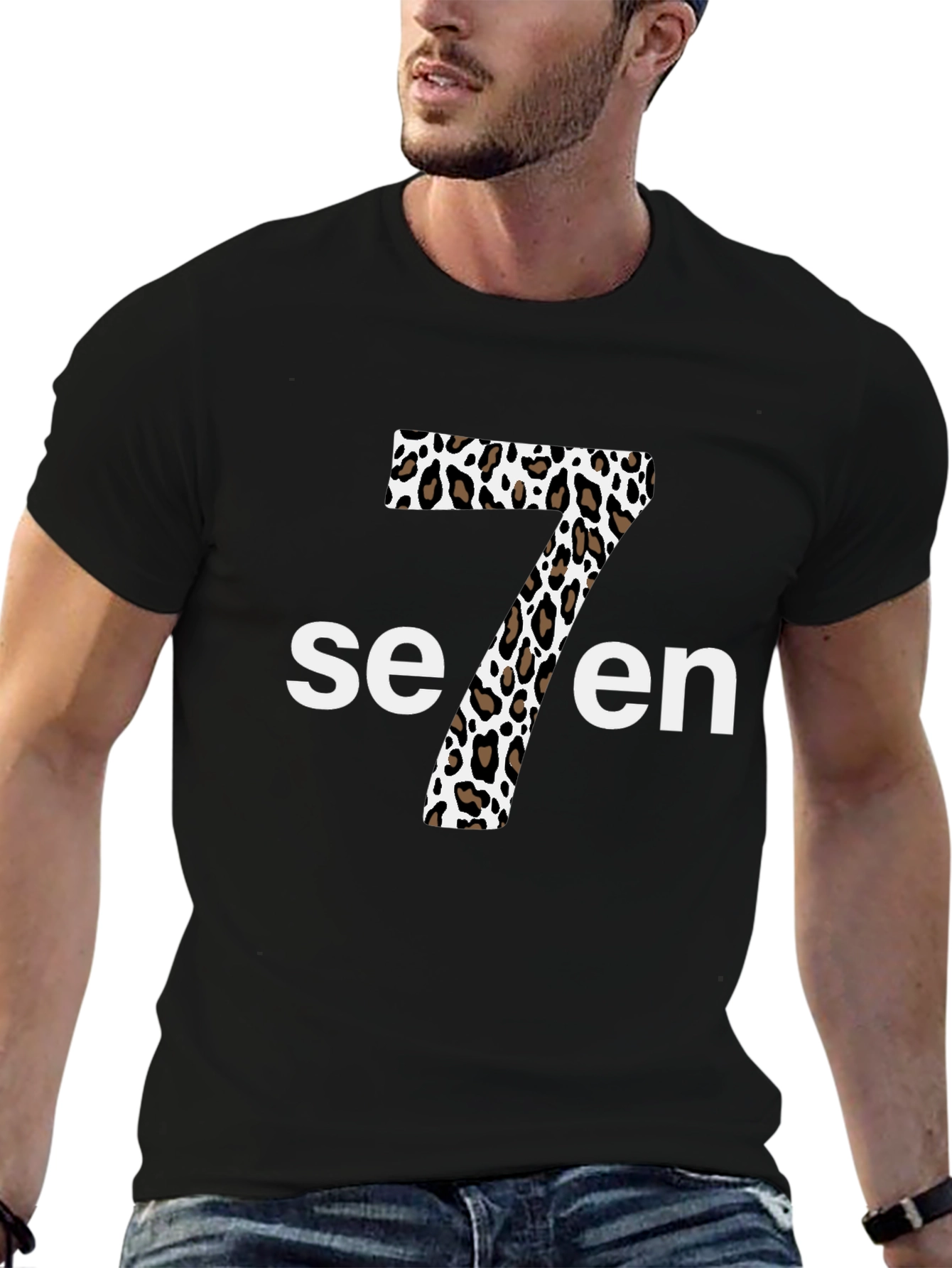 Leopard Print Seven T-Shirt - Stylish Graphic Tee