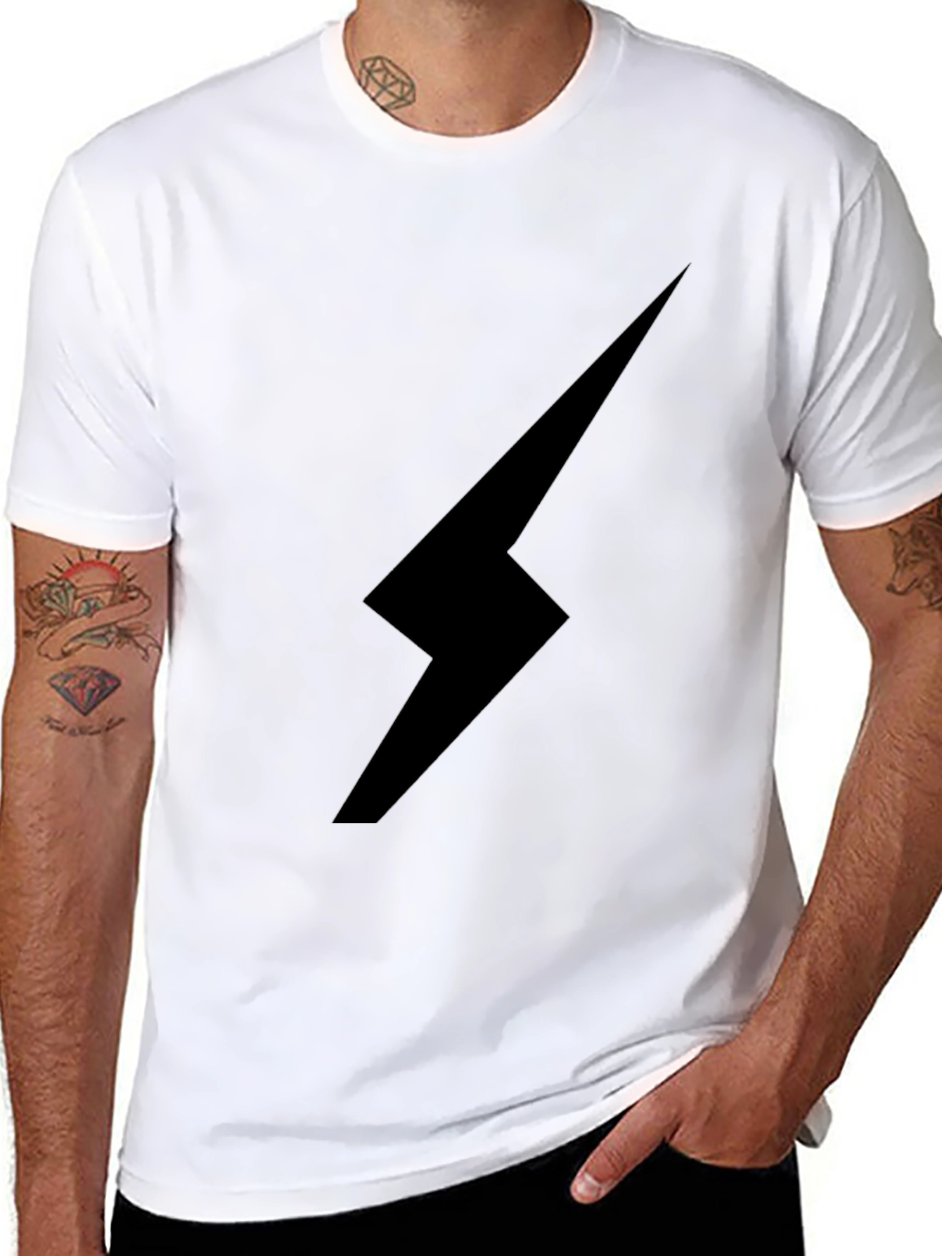 Black Lightning Bolt Graphic Tee - Stylish & Edgy