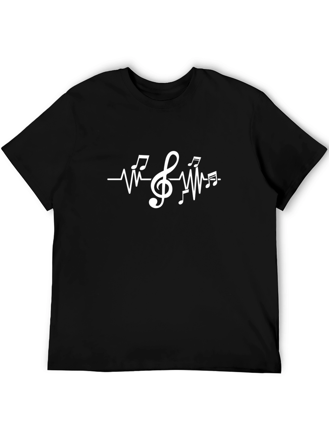 Musical Heartbeat T-Shirt - Black Crew Neck