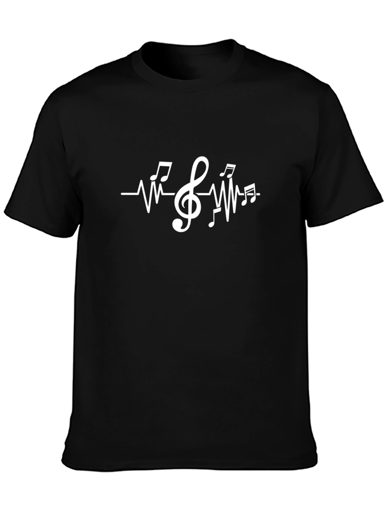 Musical Heartbeat T-Shirt - Black Crew Neck