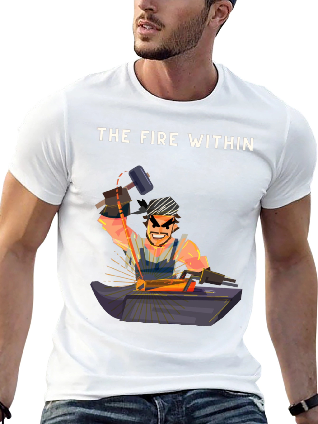 The Fire Within Black T-Shirt - Blacksmith Design