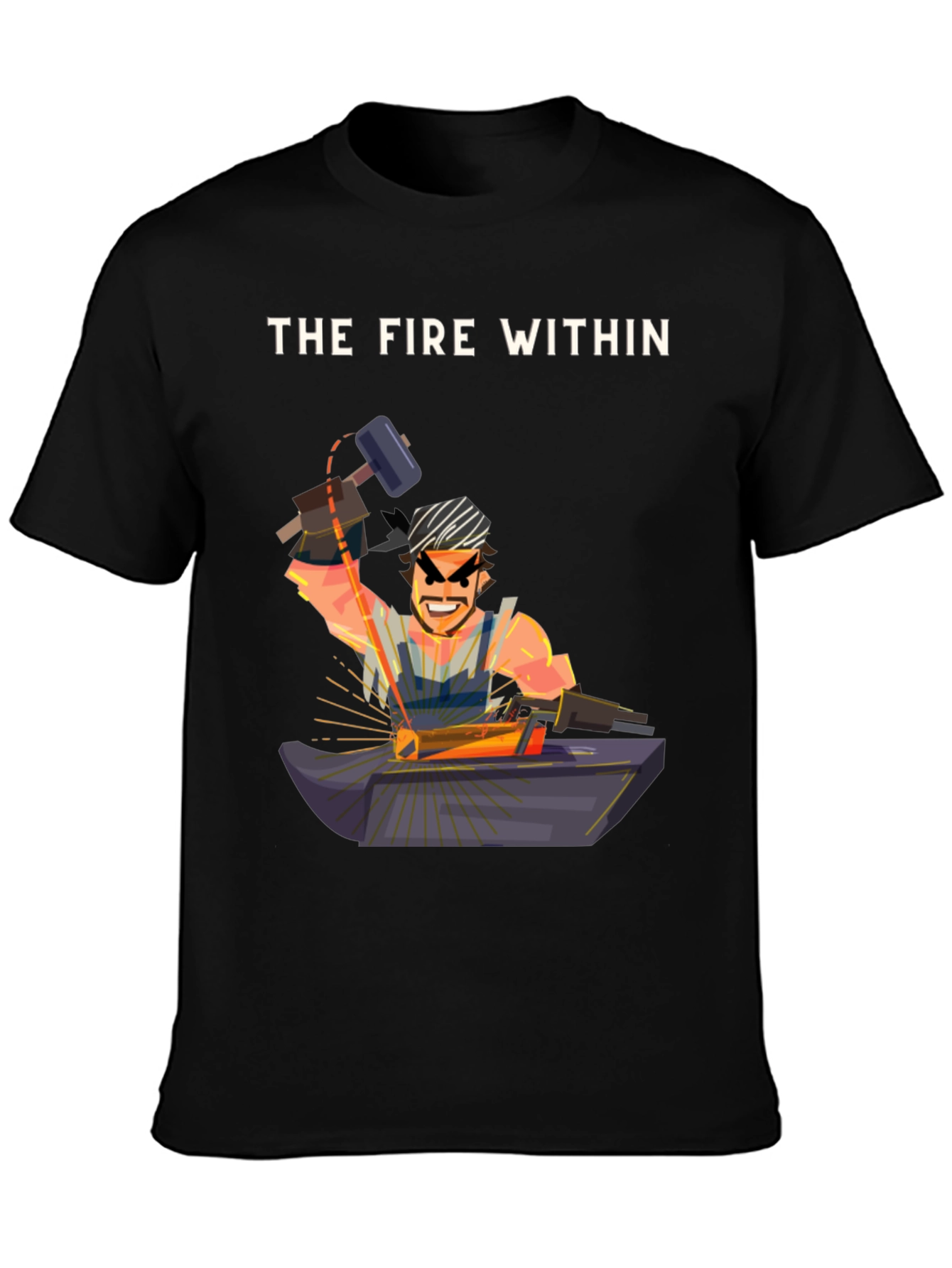 The Fire Within Black T-Shirt - Blacksmith Design