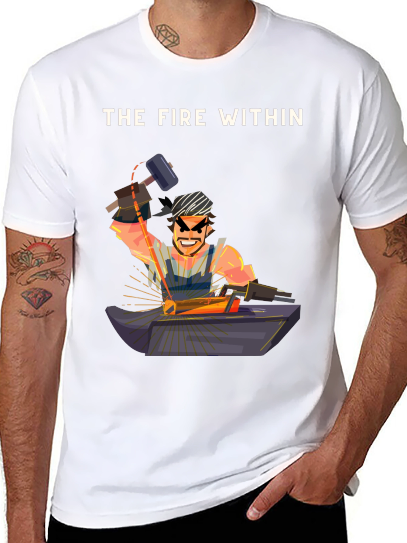 The Fire Within Black T-Shirt - Blacksmith Design