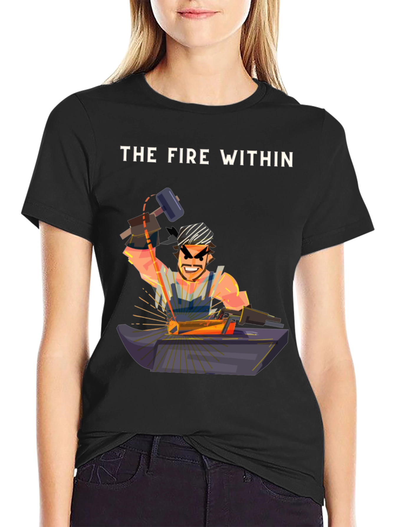 The Fire Within Black T-Shirt - Blacksmith Design