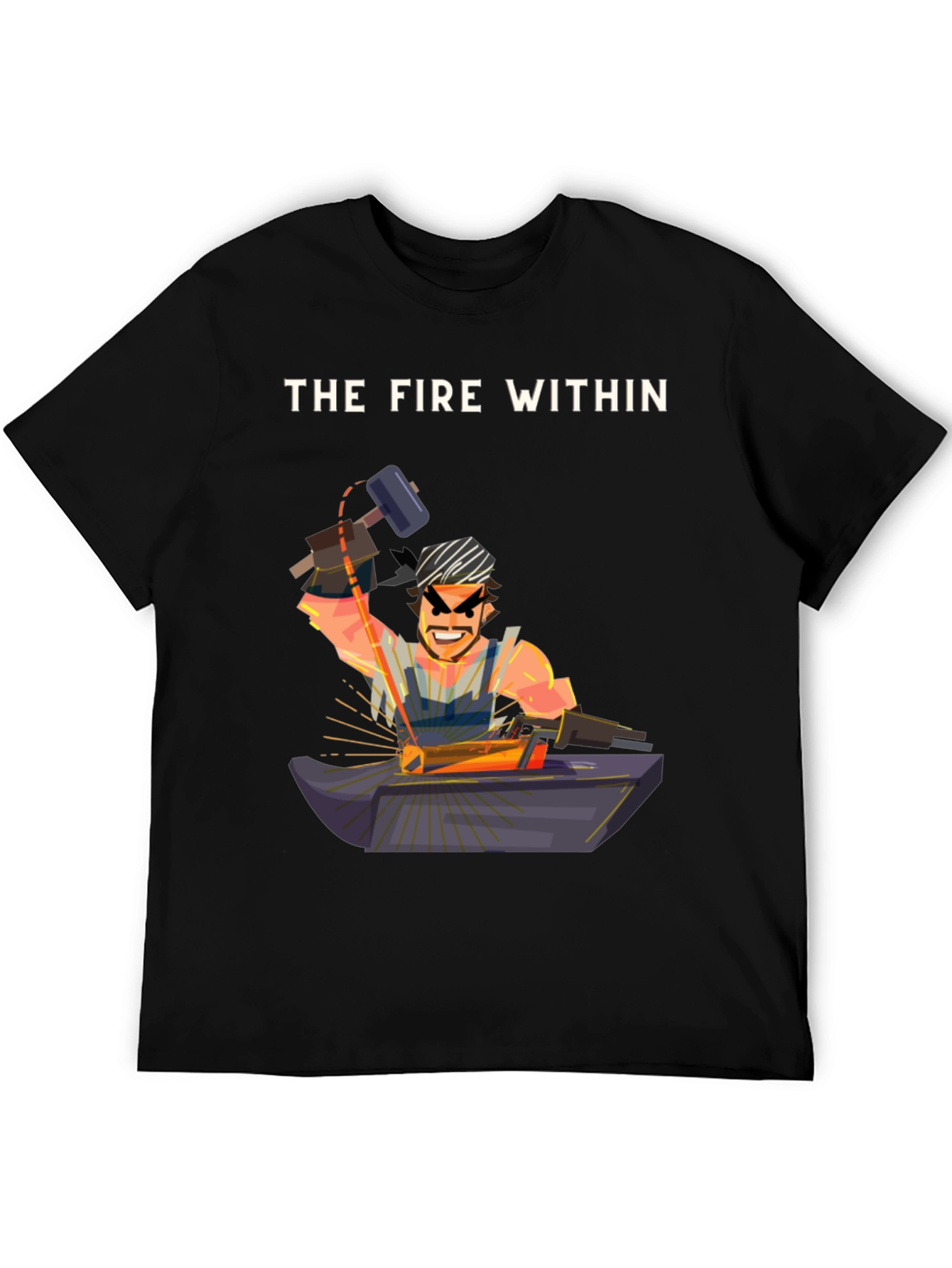 The Fire Within Black T-Shirt - Blacksmith Design