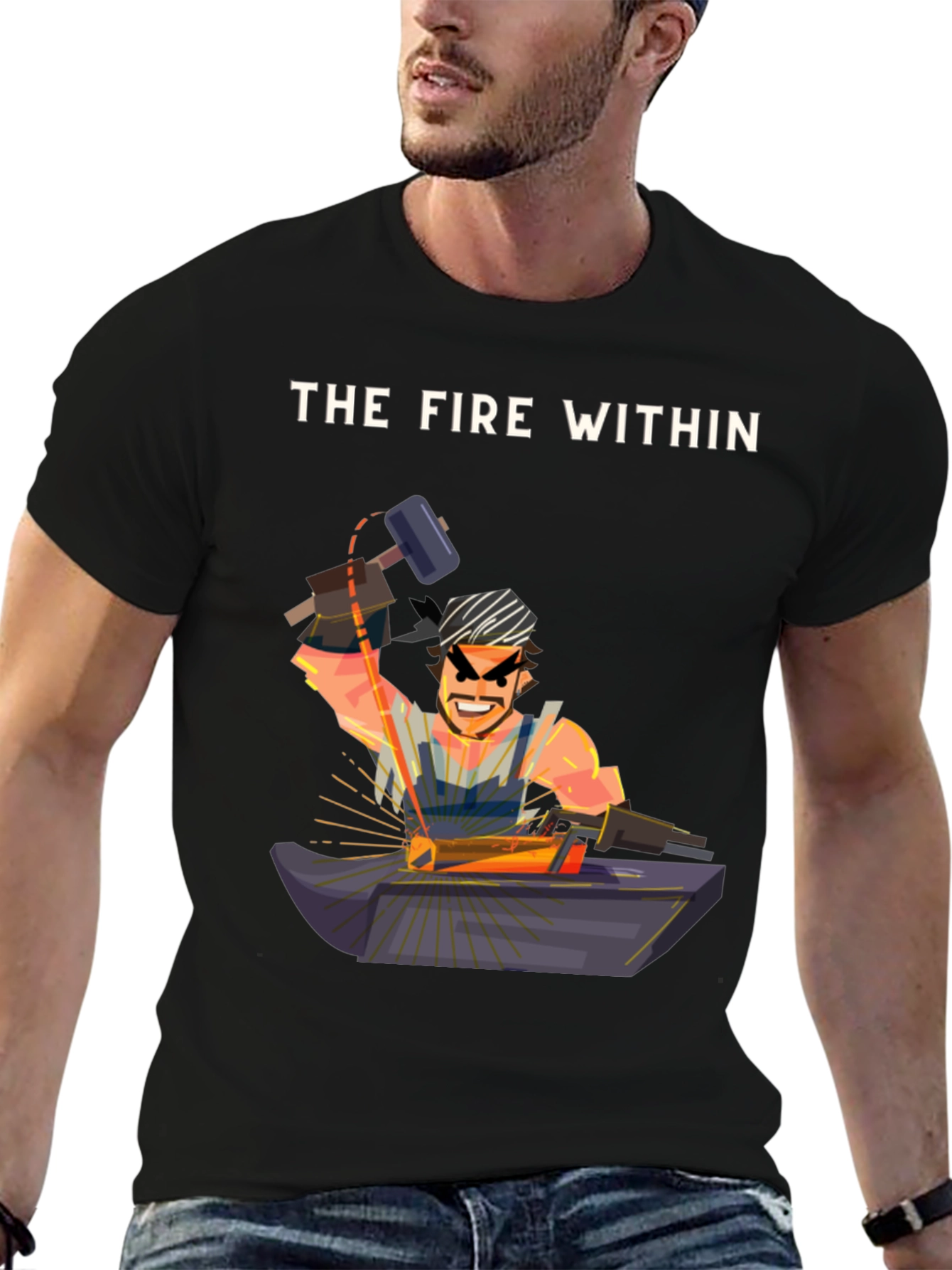 The Fire Within Black T-Shirt - Blacksmith Design