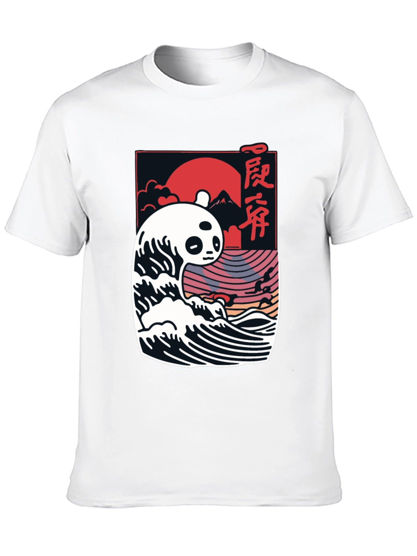 Panda Wave Graphic Tee - Stylish Mens Black T-Shirt