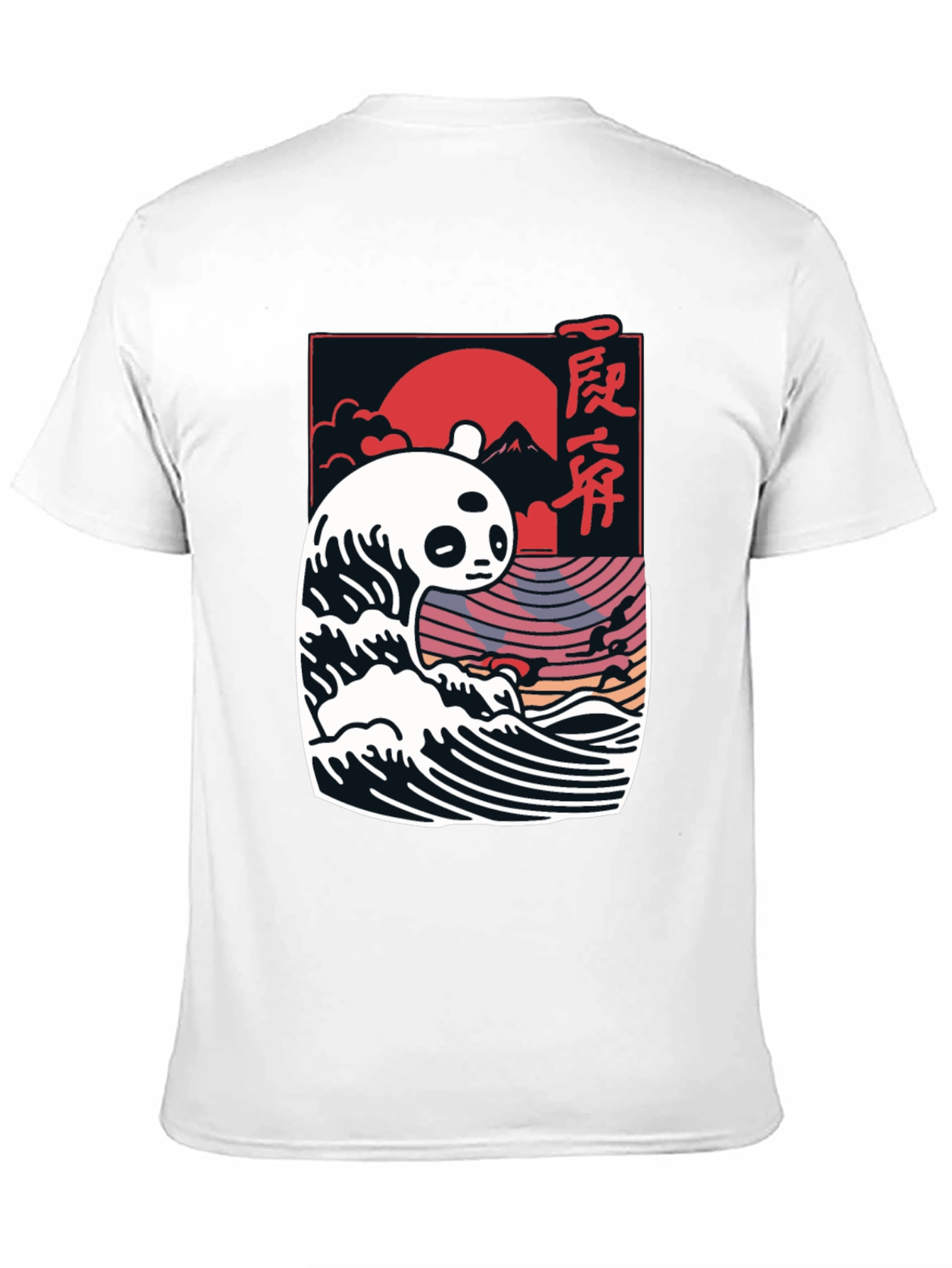 Panda Wave Graphic Tee - Stylish Mens Black T-Shirt
