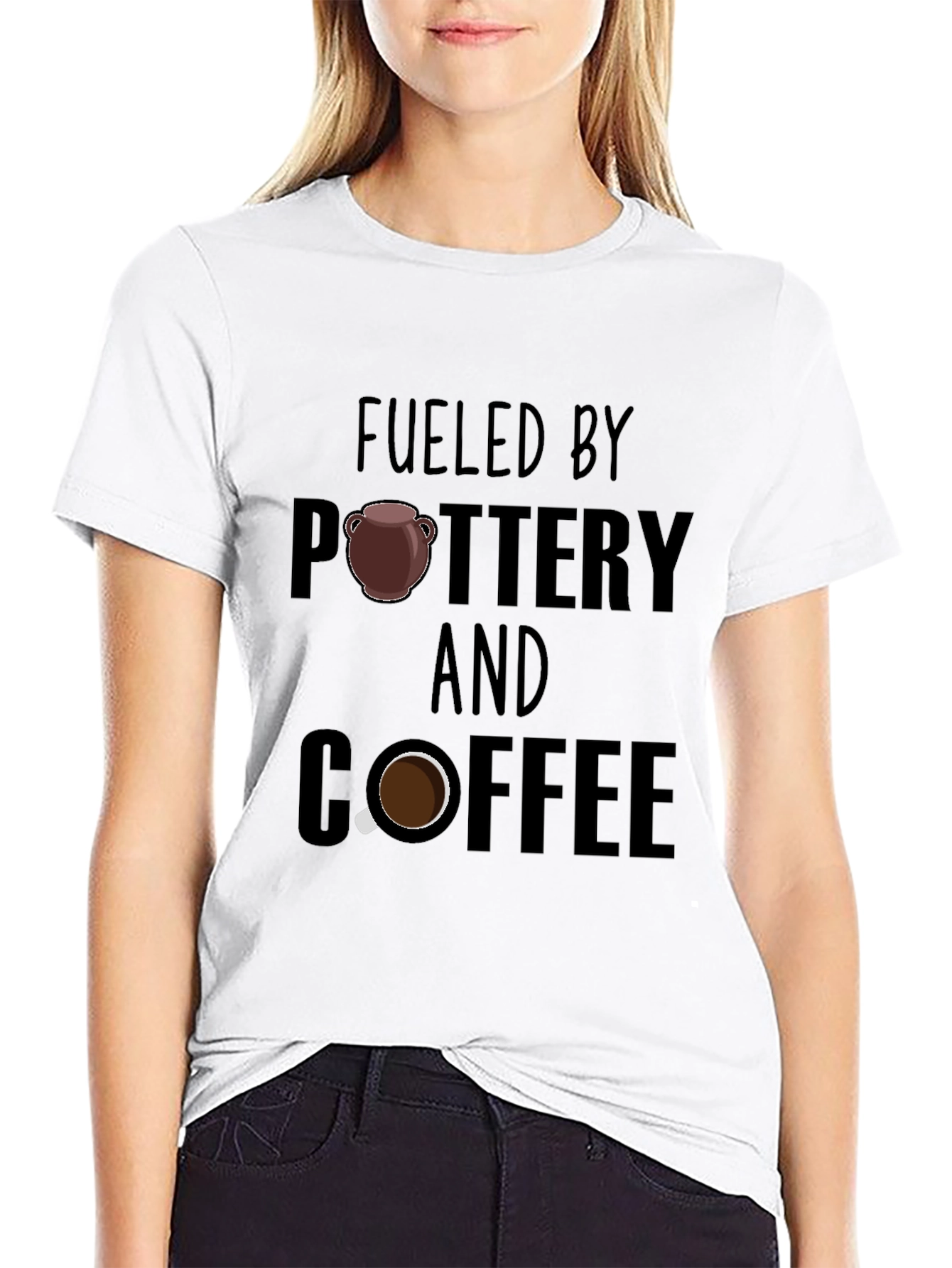 Fueled by Pottery and Coffee Black T-Shirt