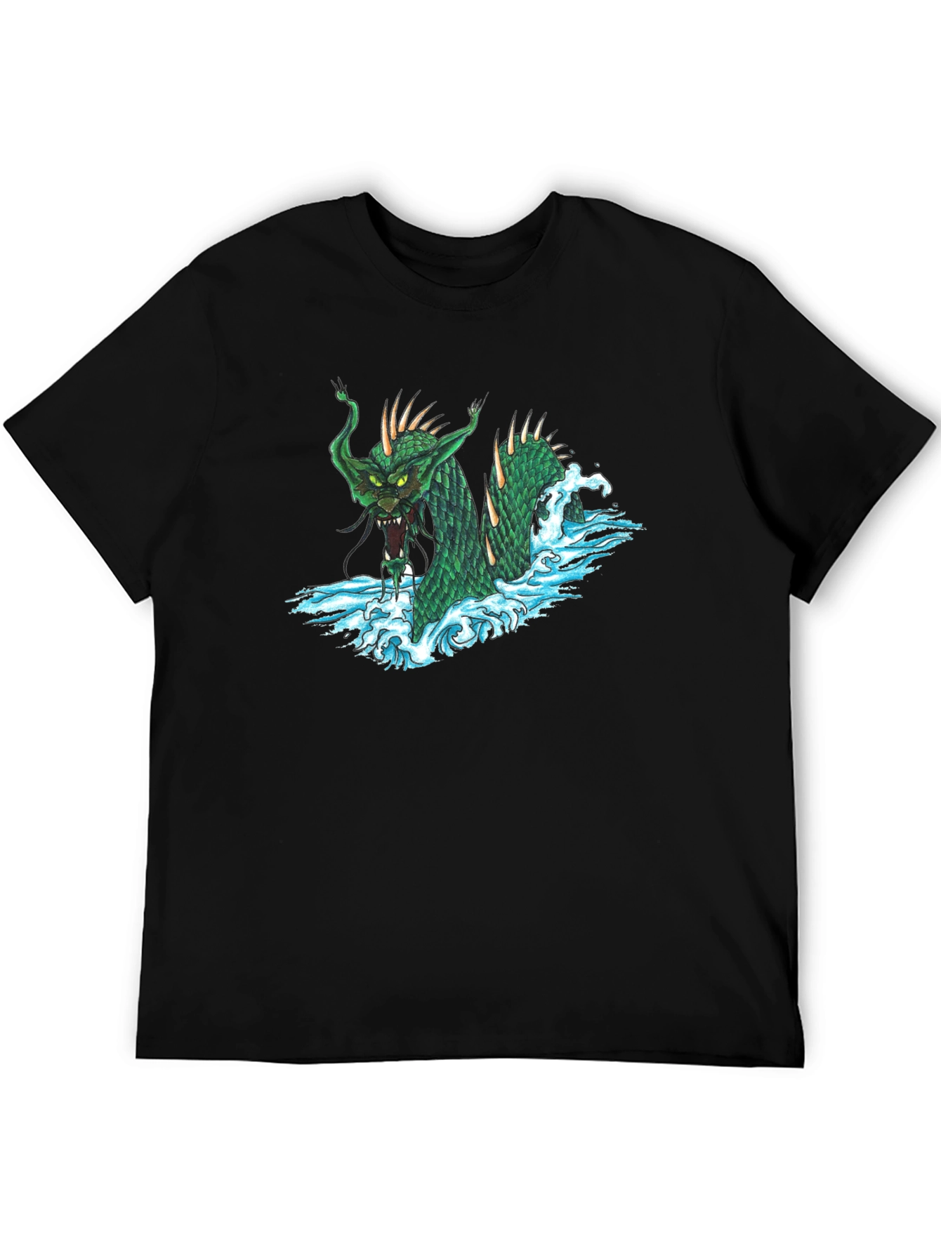 Sea Serpent Graphic Tee - Black Cotton T-Shirt