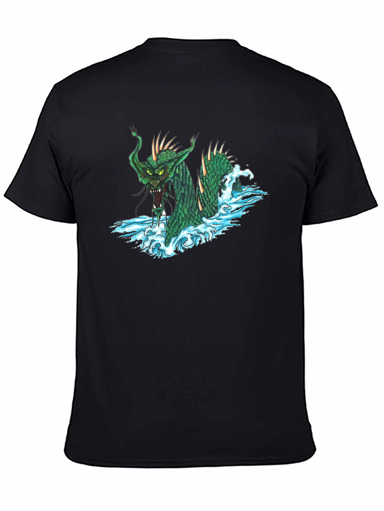 Sea Serpent Graphic Tee - Black Cotton T-Shirt