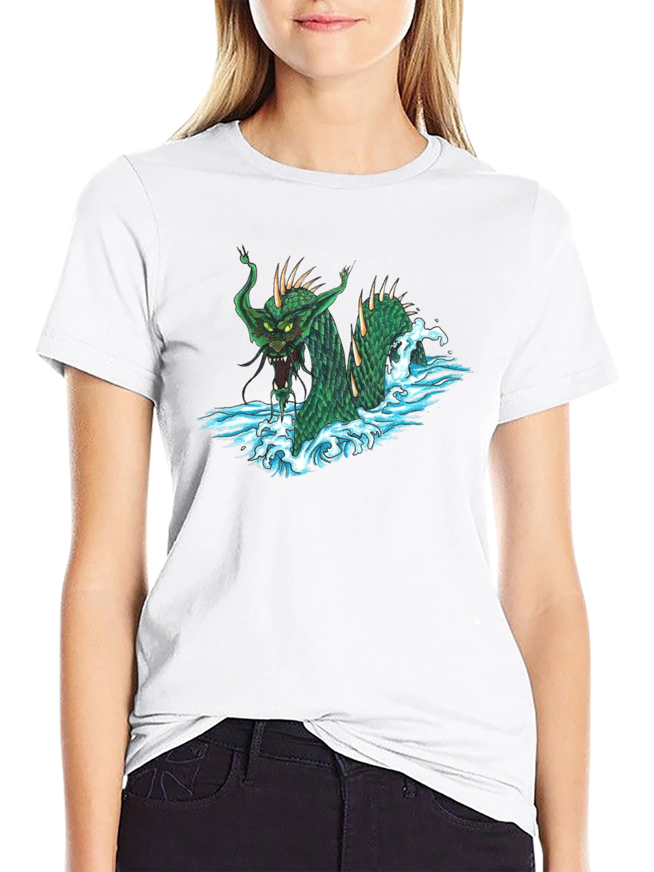 Sea Serpent Graphic Tee - Black Cotton T-Shirt