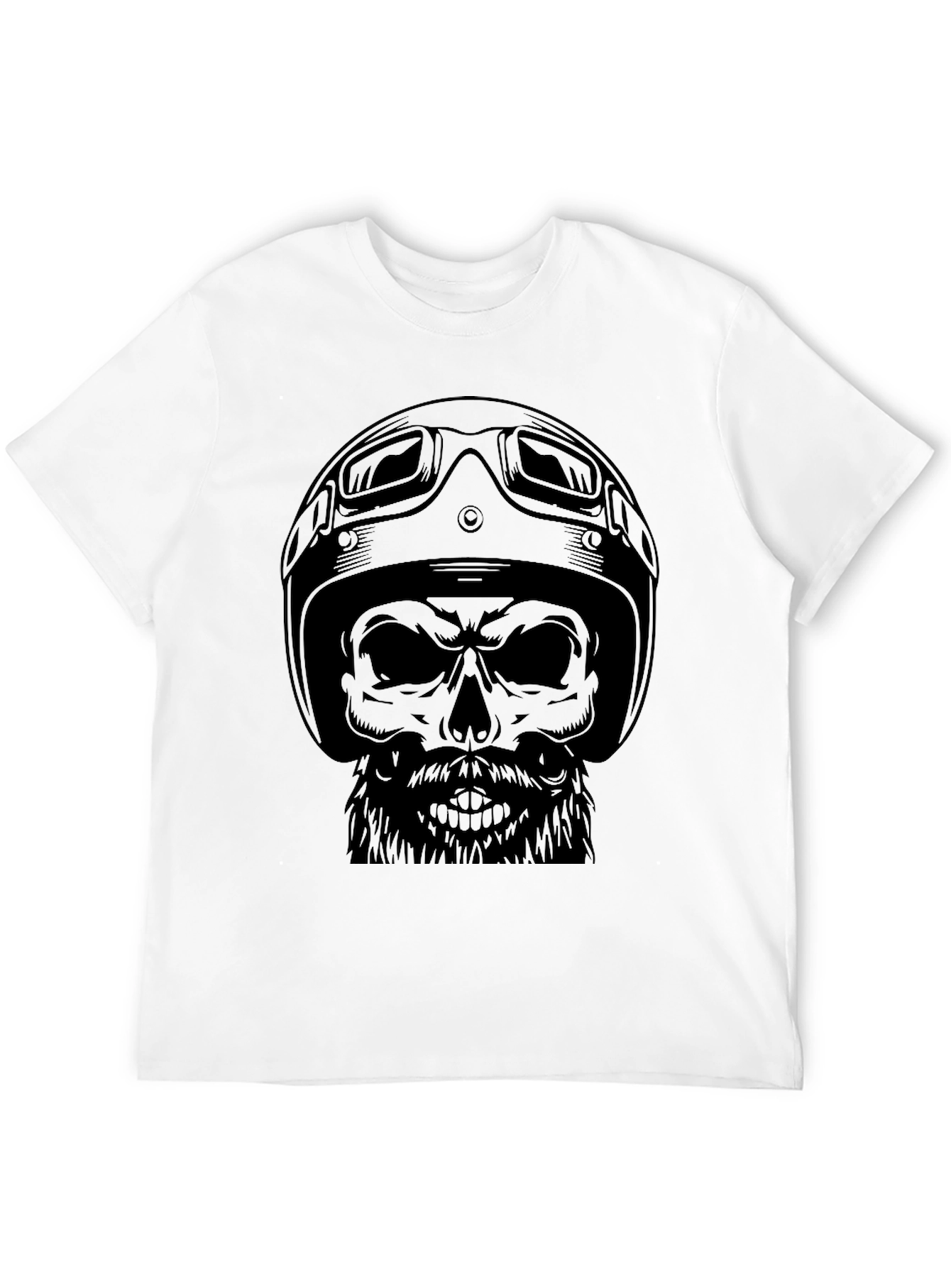 Skull Biker T-Shirt - Mens Black Graphic Tee