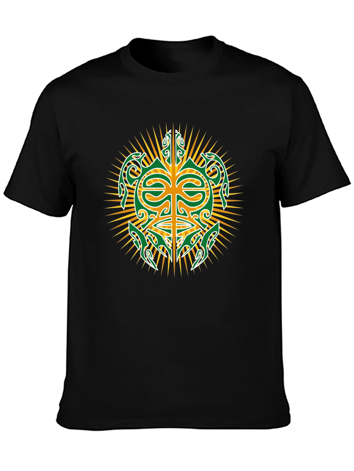 Tribal Turtle Design Black T-Shirt