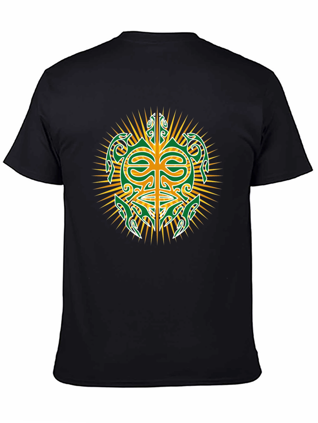 Tribal Turtle Design Black T-Shirt