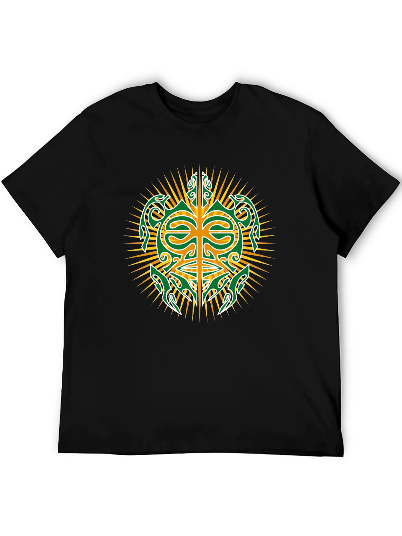 Tribal Turtle Design Black T-Shirt