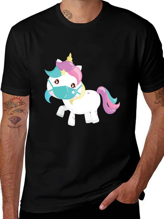 Unicorn Mask Graphic Tee - Black T-Shirt