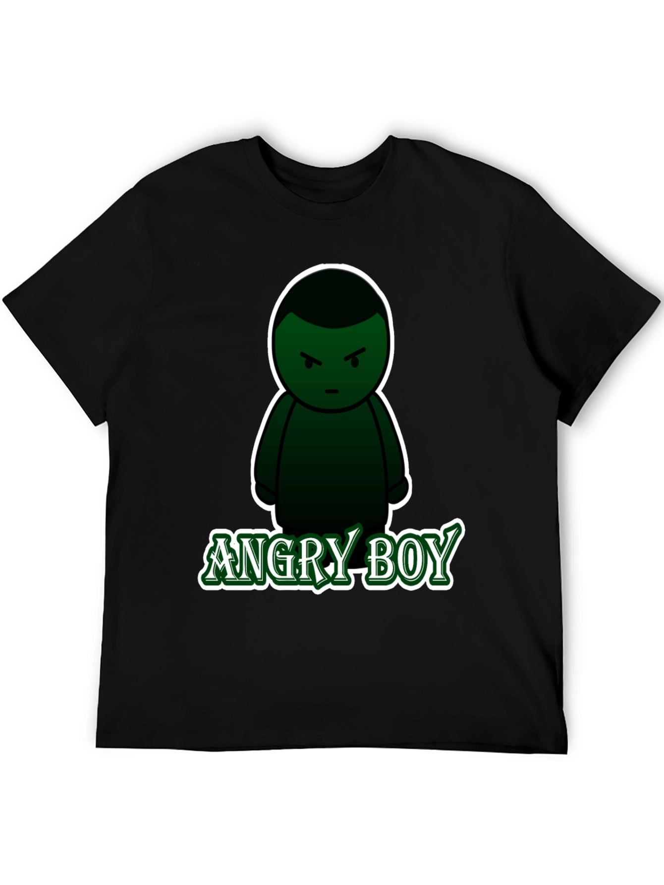 Angry Boy Graphic Tee - Black Cotton Blend T-Shirt