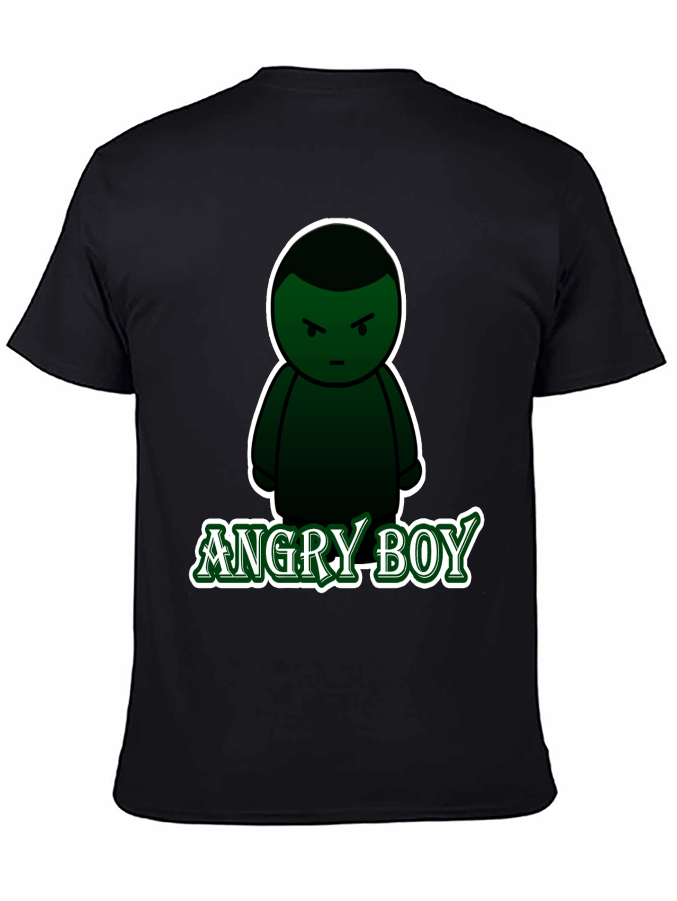Angry Boy Graphic Tee - Black Cotton Blend T-Shirt