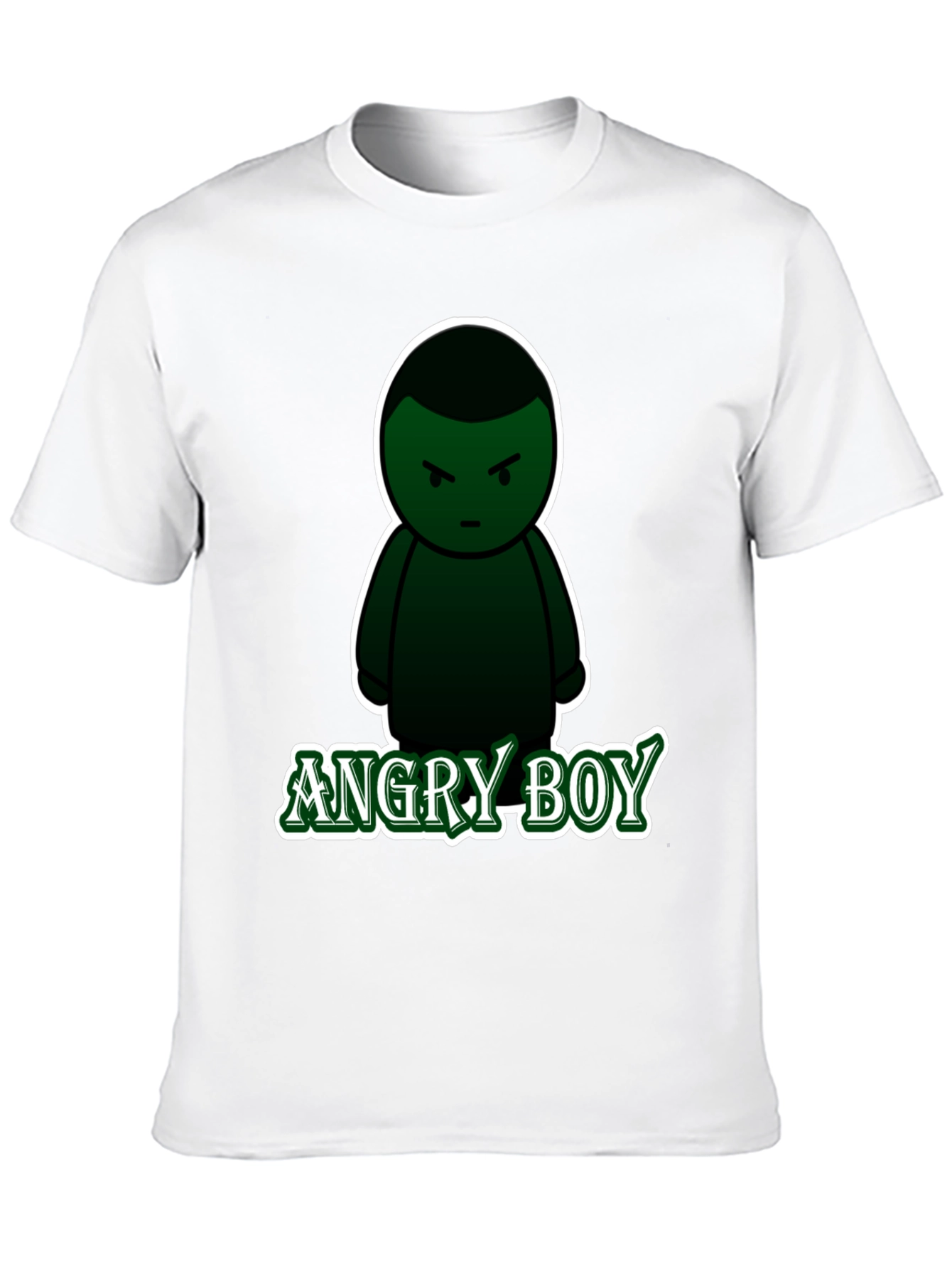 Angry Boy Graphic Tee - Black Cotton Blend T-Shirt