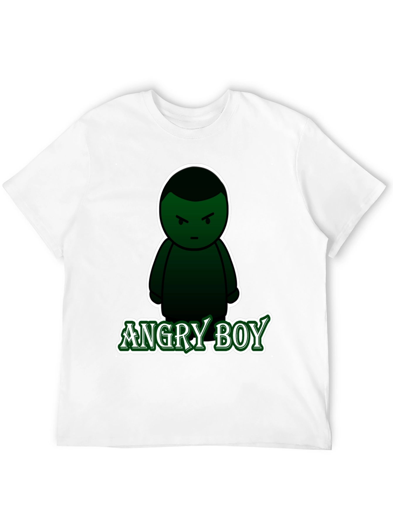 Angry Boy Graphic Tee - Black Cotton Blend T-Shirt