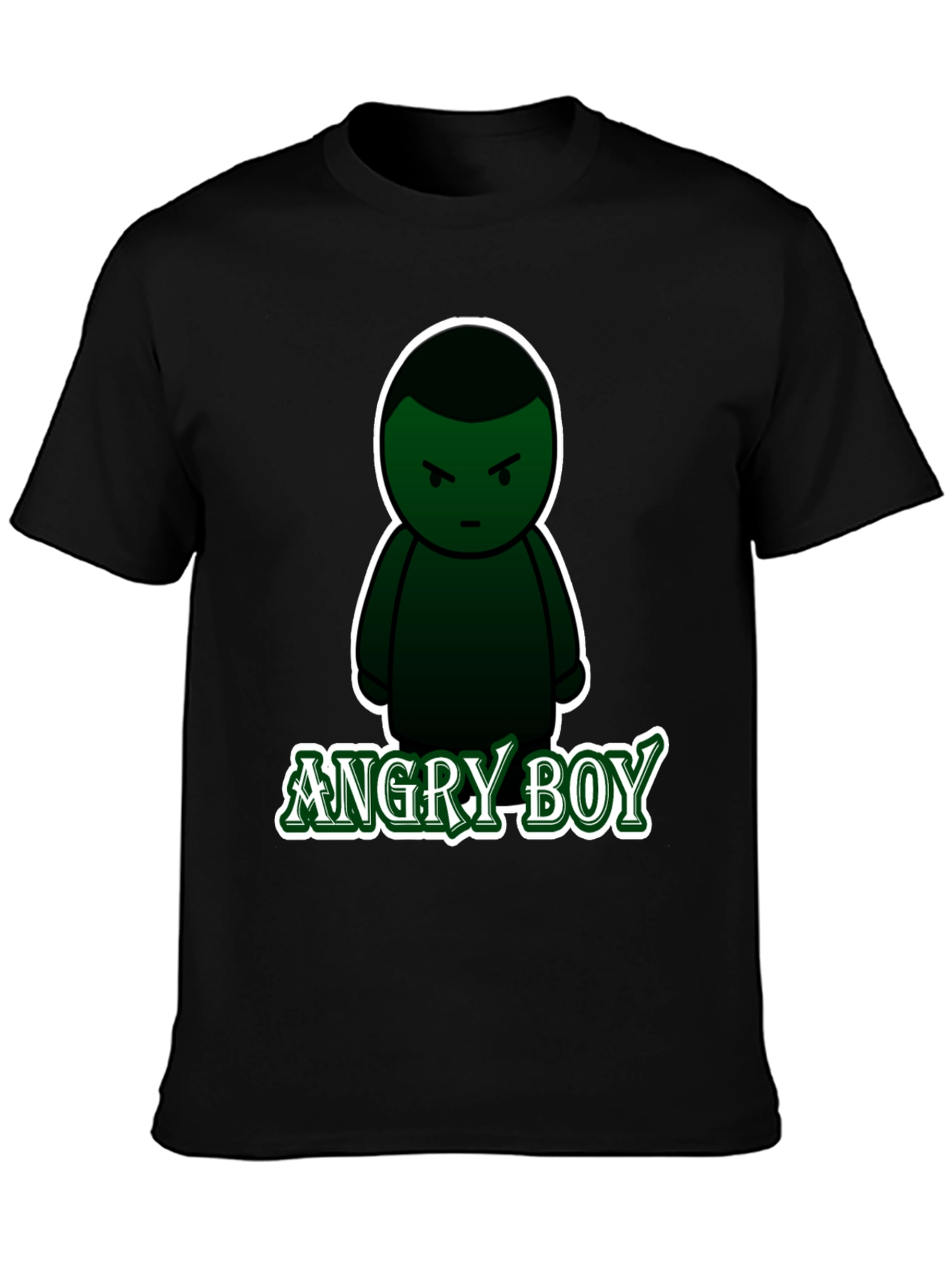 Angry Boy Graphic Tee - Black Cotton Blend T-Shirt