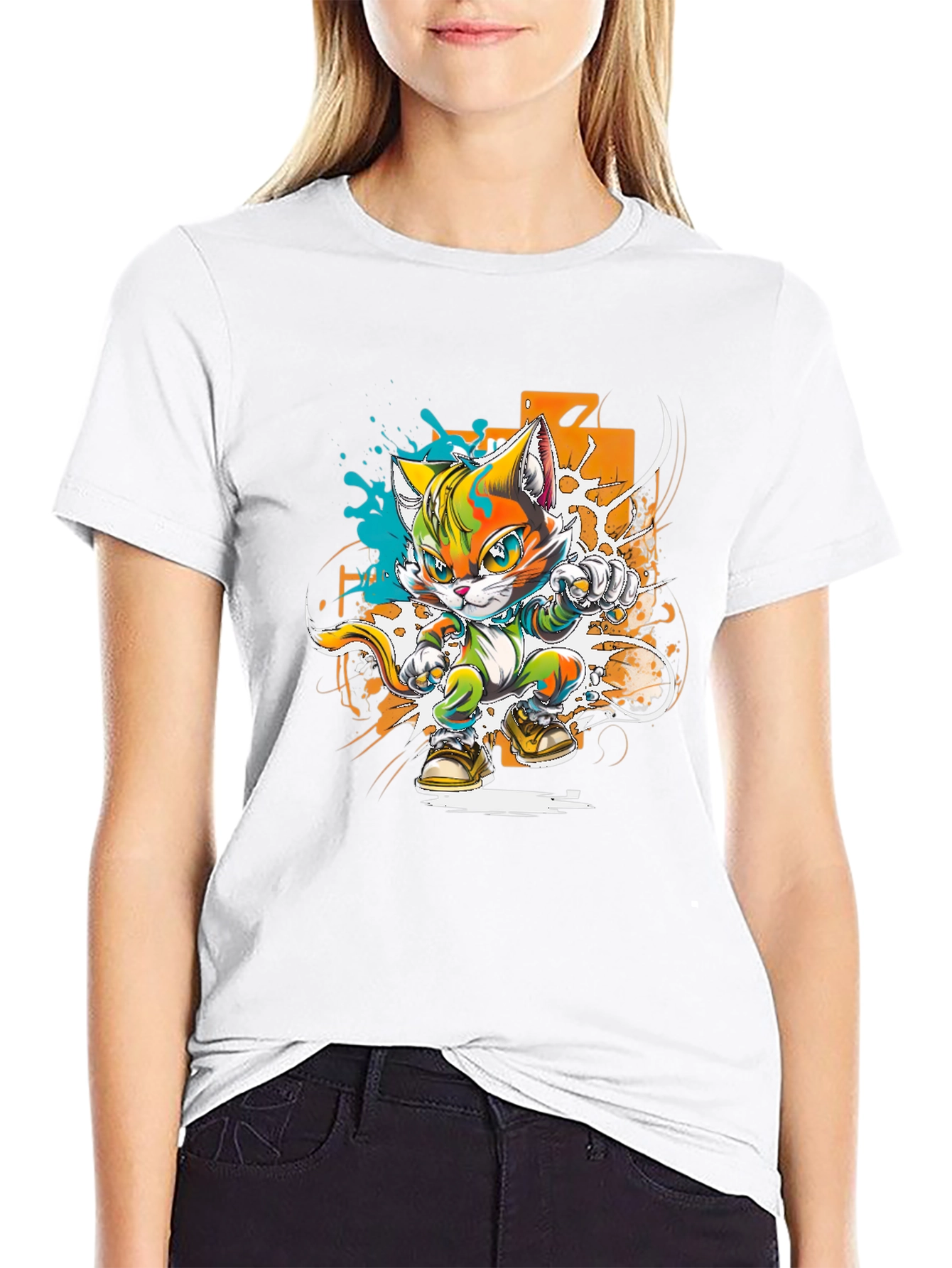 Cool Cat Karate Kid Graphic T-Shirt