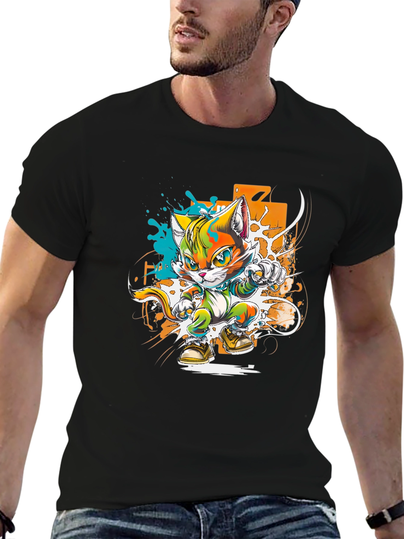 Cool Cat Karate Kid Graphic T-Shirt