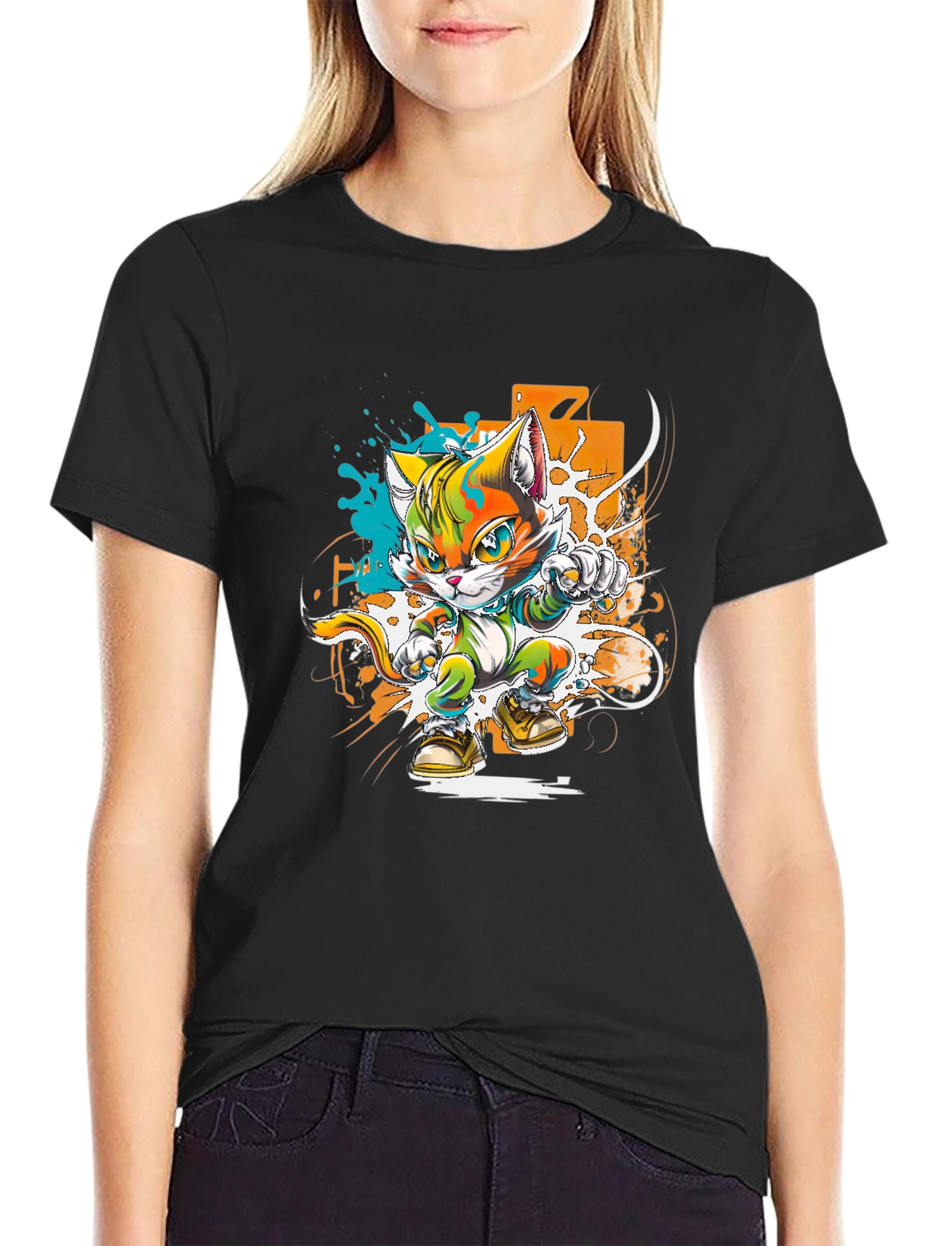Cool Cat Karate Kid Graphic T-Shirt