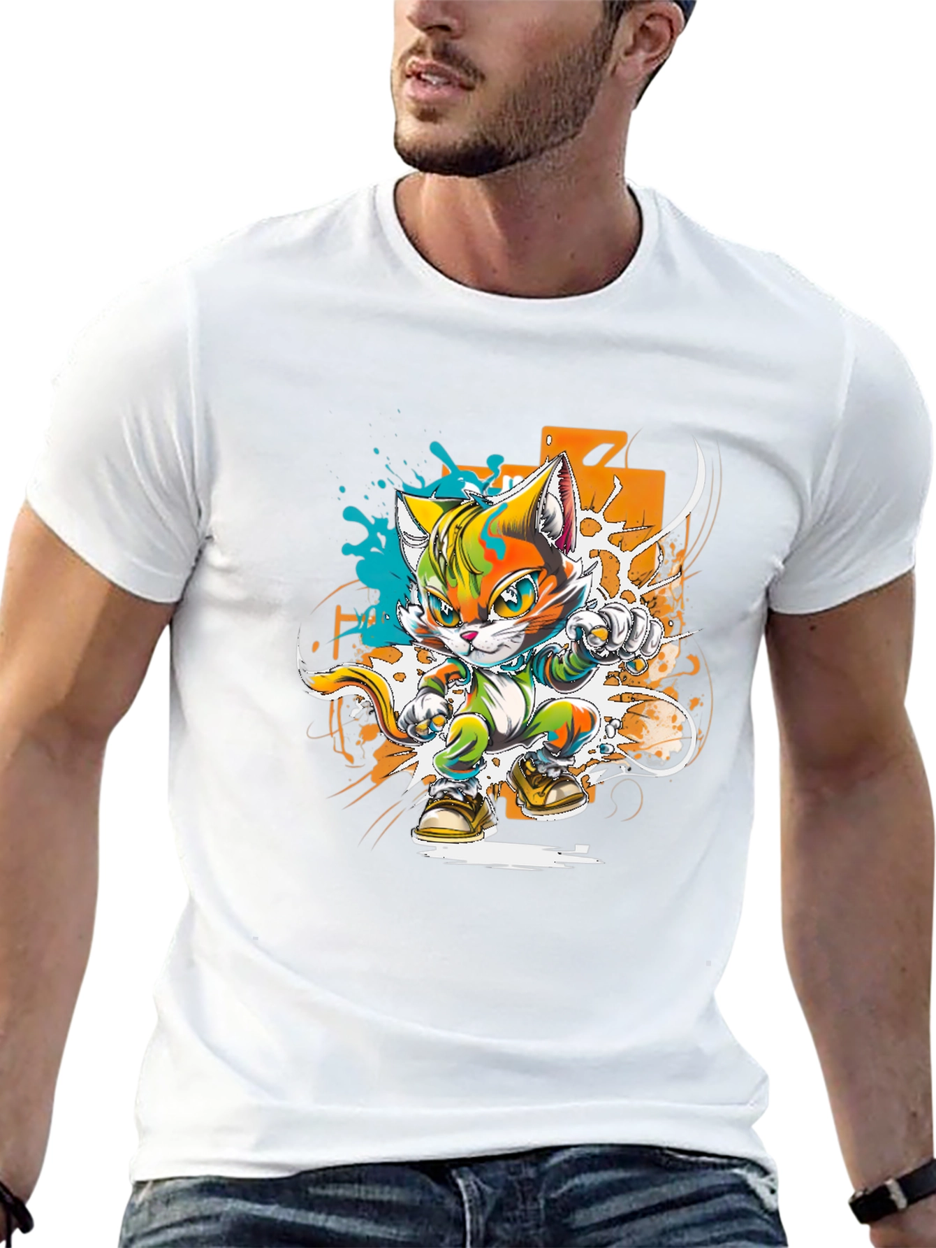 Cool Cat Karate Kid Graphic T-Shirt