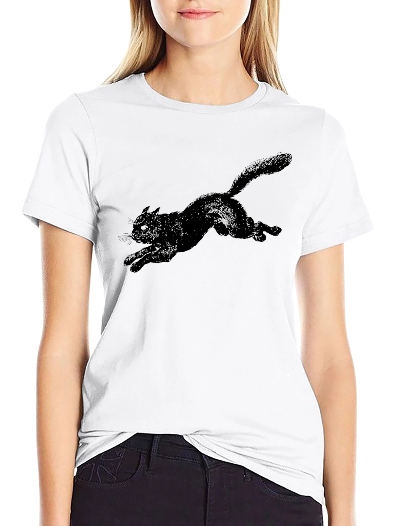 Black Cat Graphic Tee - Mens Casual T-Shirt