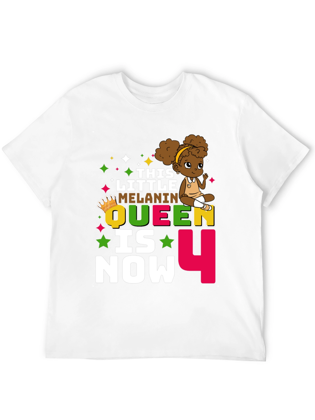 Little Melanin Queen Birthday T-Shirt - 4th Birthday