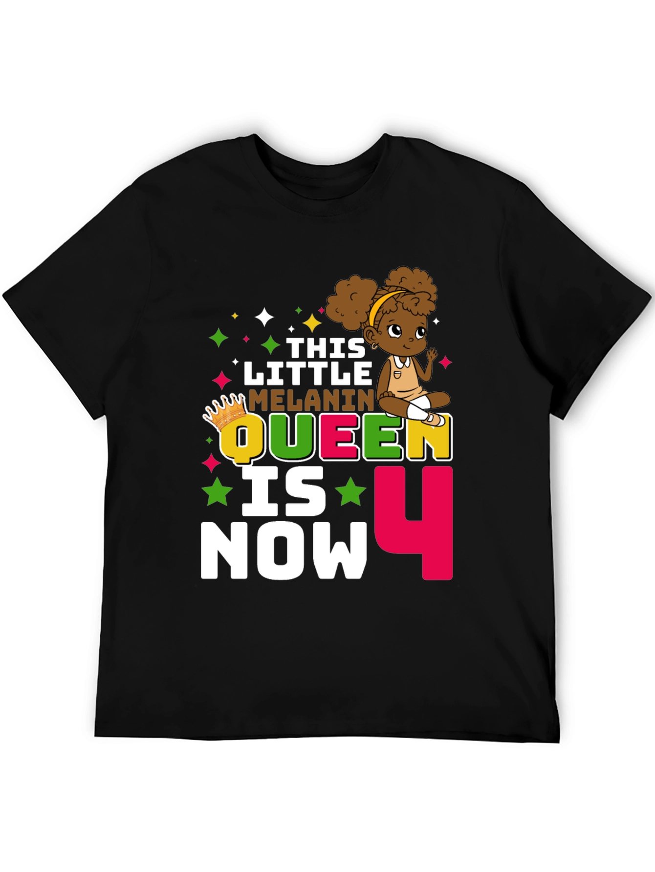 Little Melanin Queen Birthday T-Shirt - 4th Birthday