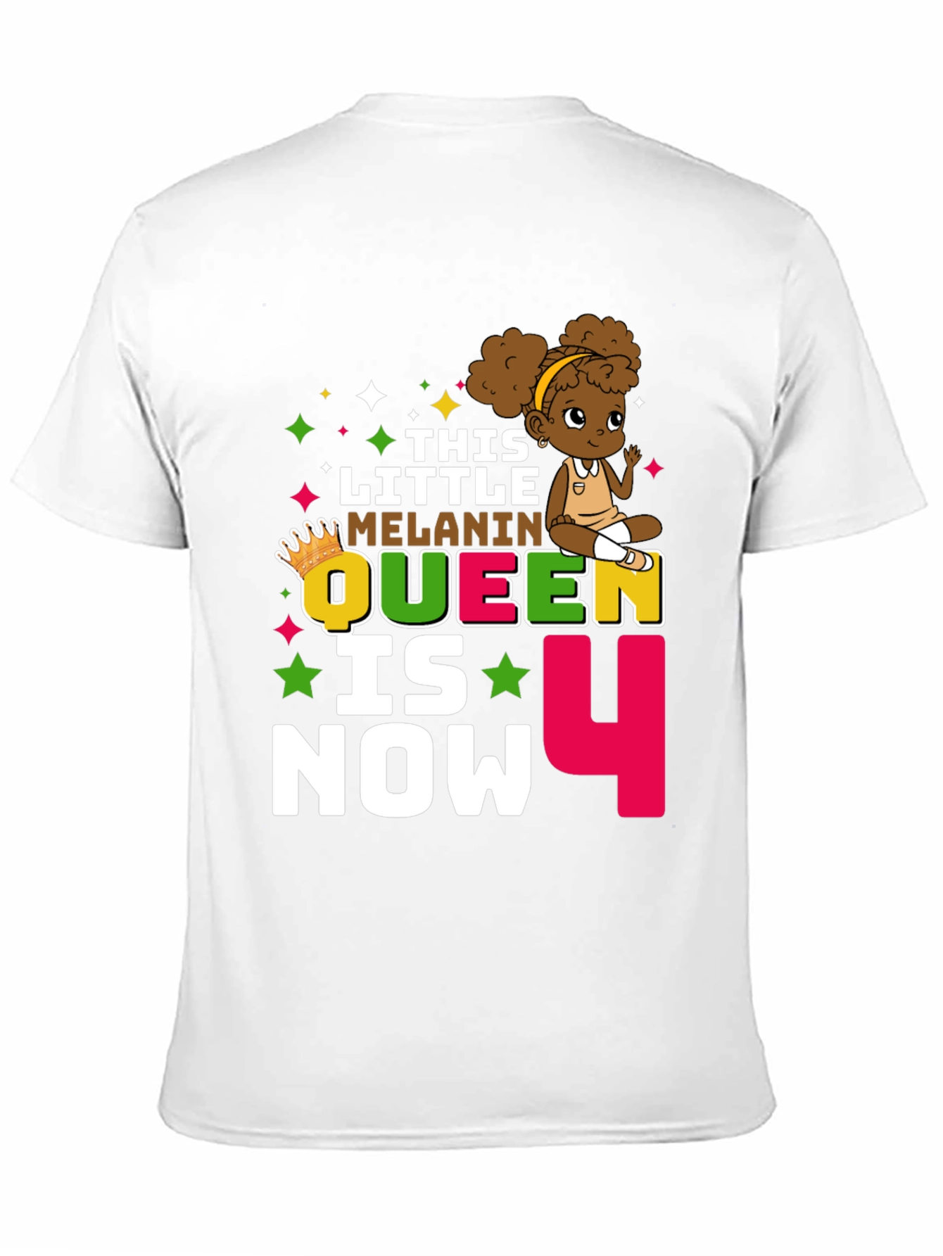 Little Melanin Queen Birthday T-Shirt - 4th Birthday