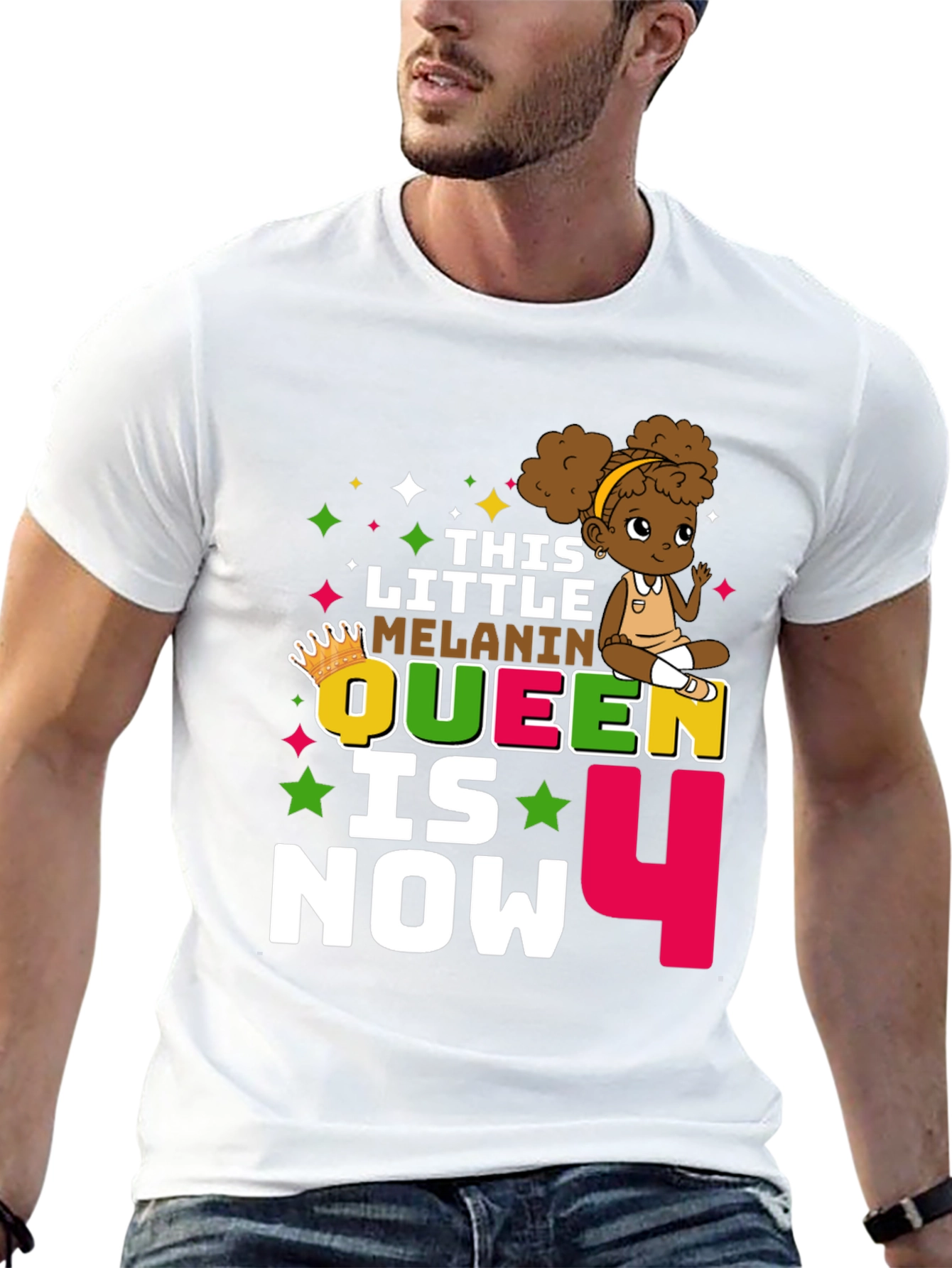 Little Melanin Queen Birthday T-Shirt - 4th Birthday