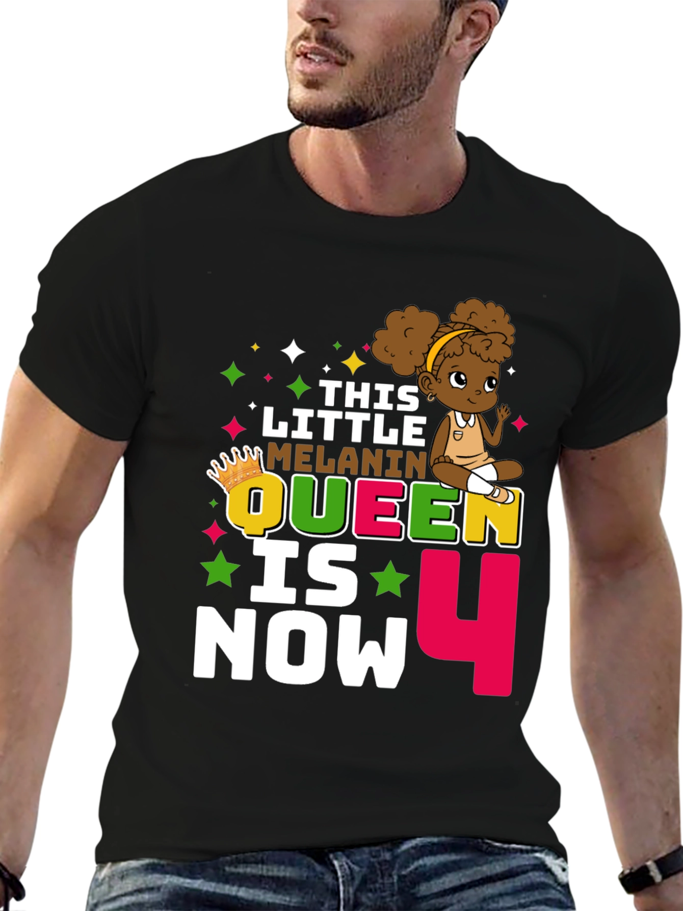 Little Melanin Queen Birthday T-Shirt - 4th Birthday