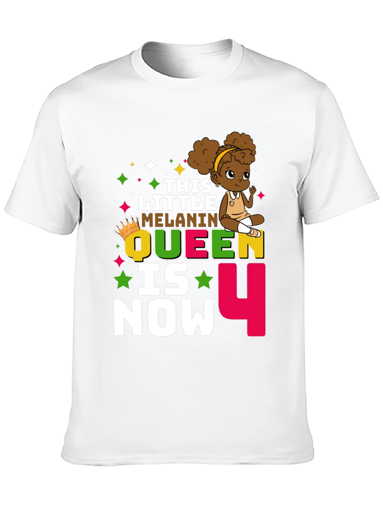 Little Melanin Queen Birthday T-Shirt - 4th Birthday