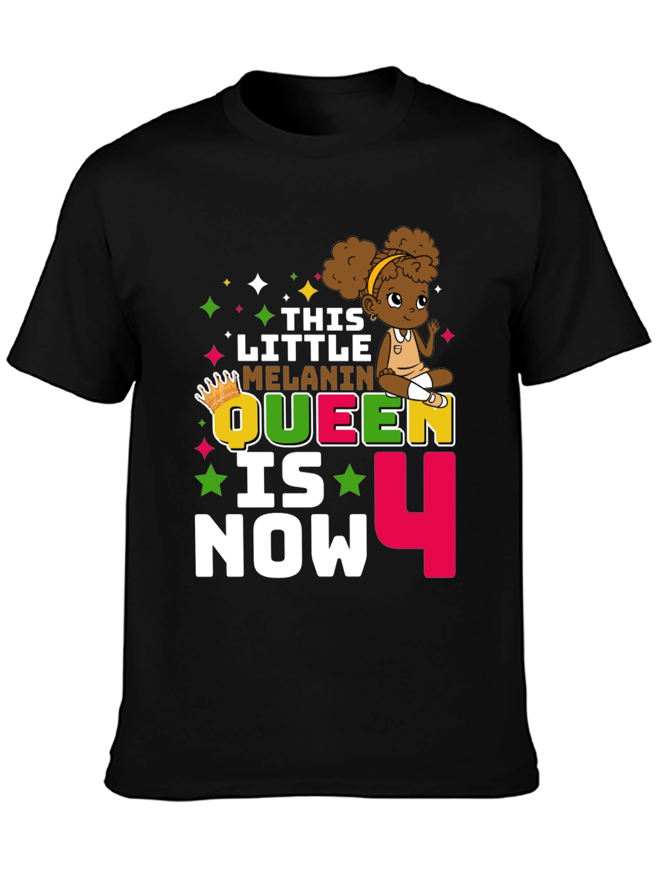 Little Melanin Queen Birthday T-Shirt - 4th Birthday