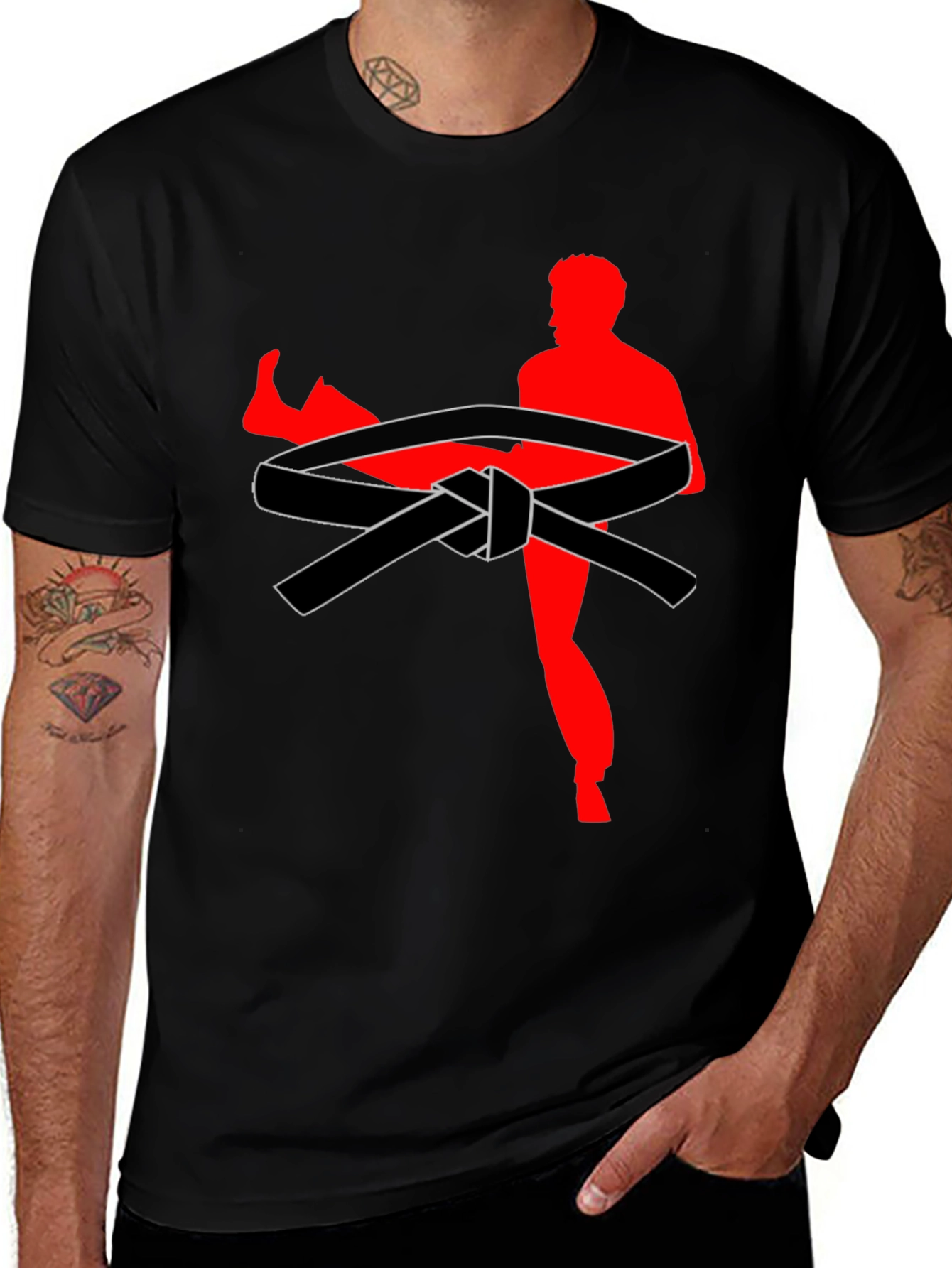 Karate Kick T-Shirt - Black Belt Design