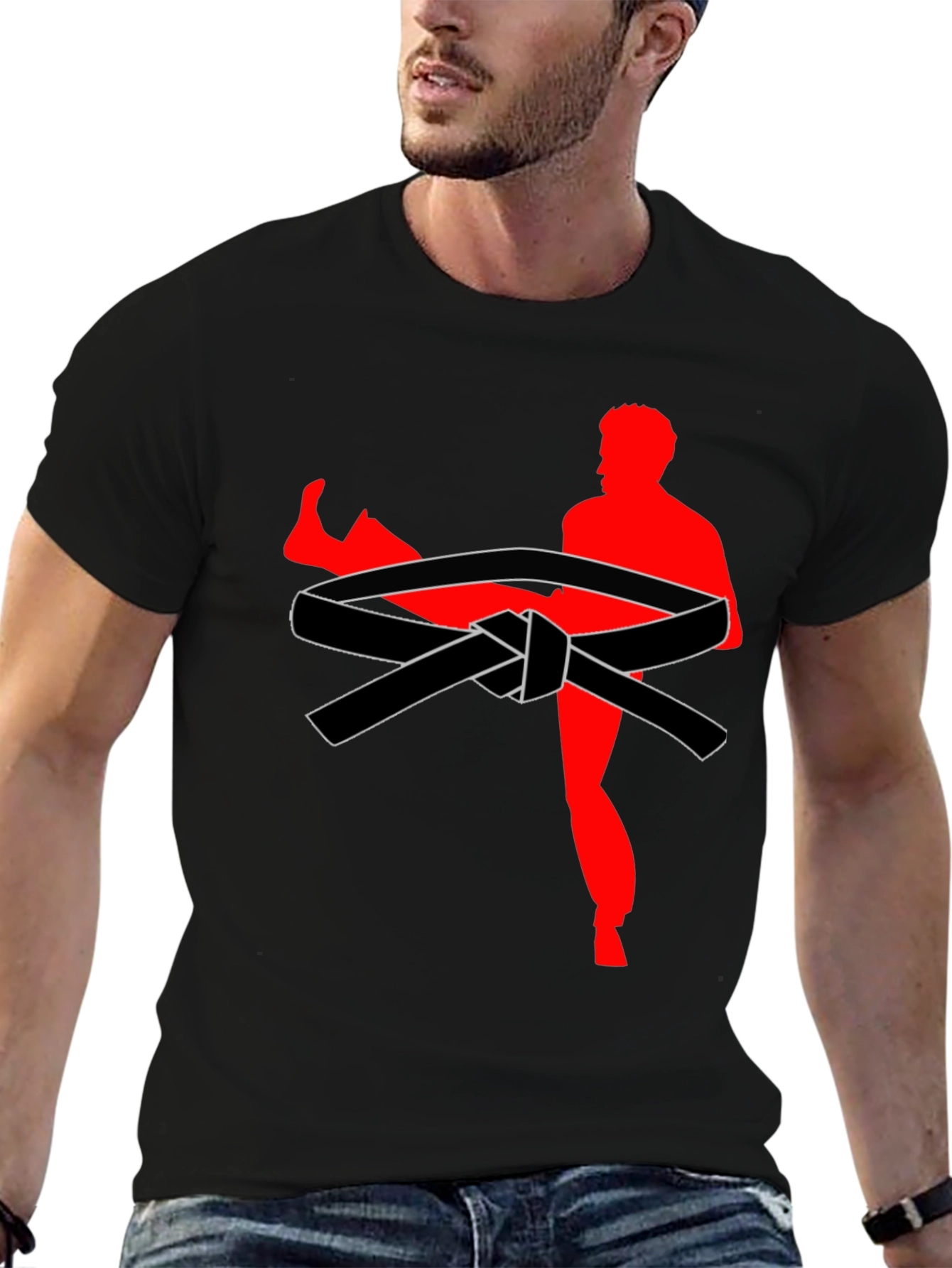 Karate Kick T-Shirt - Black Belt Design