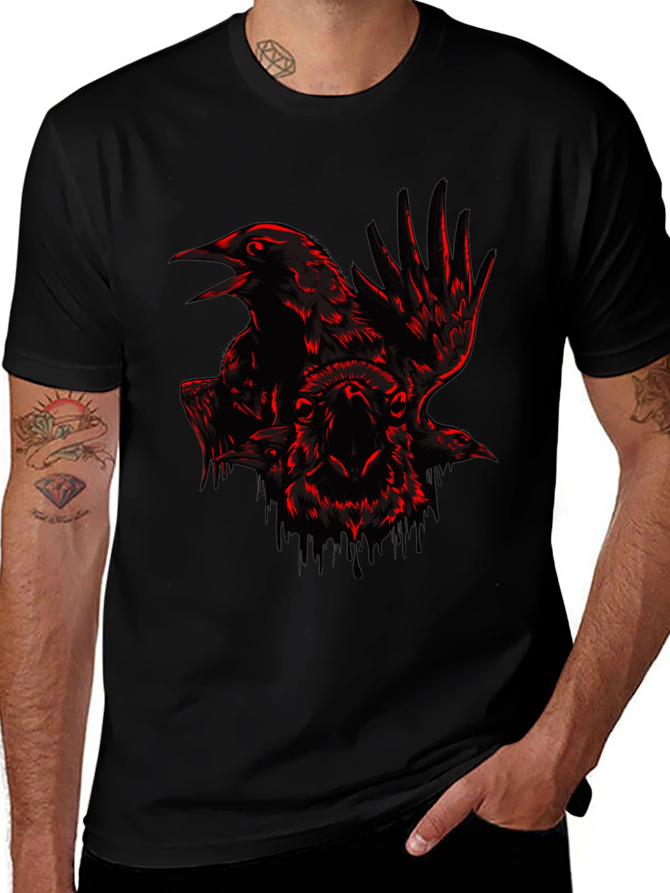 Raven & Ram Graphic Tee - Edgy Black T-Shirt